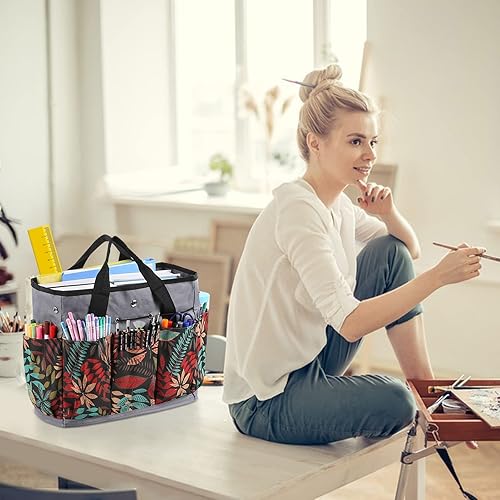 Miniatura 2 de Bolsa organizadora de arte con bolsillos para manualidades álbumes de recortes escuela y oficina organizador de arte rojo