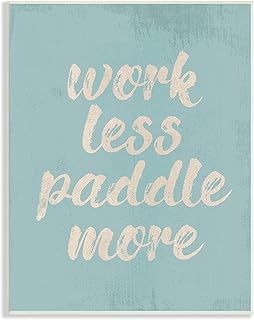 Stupell Industries Work Less Paddle More Nautical Phrase Tranquil Blue Wall Plaque, 10 x 15