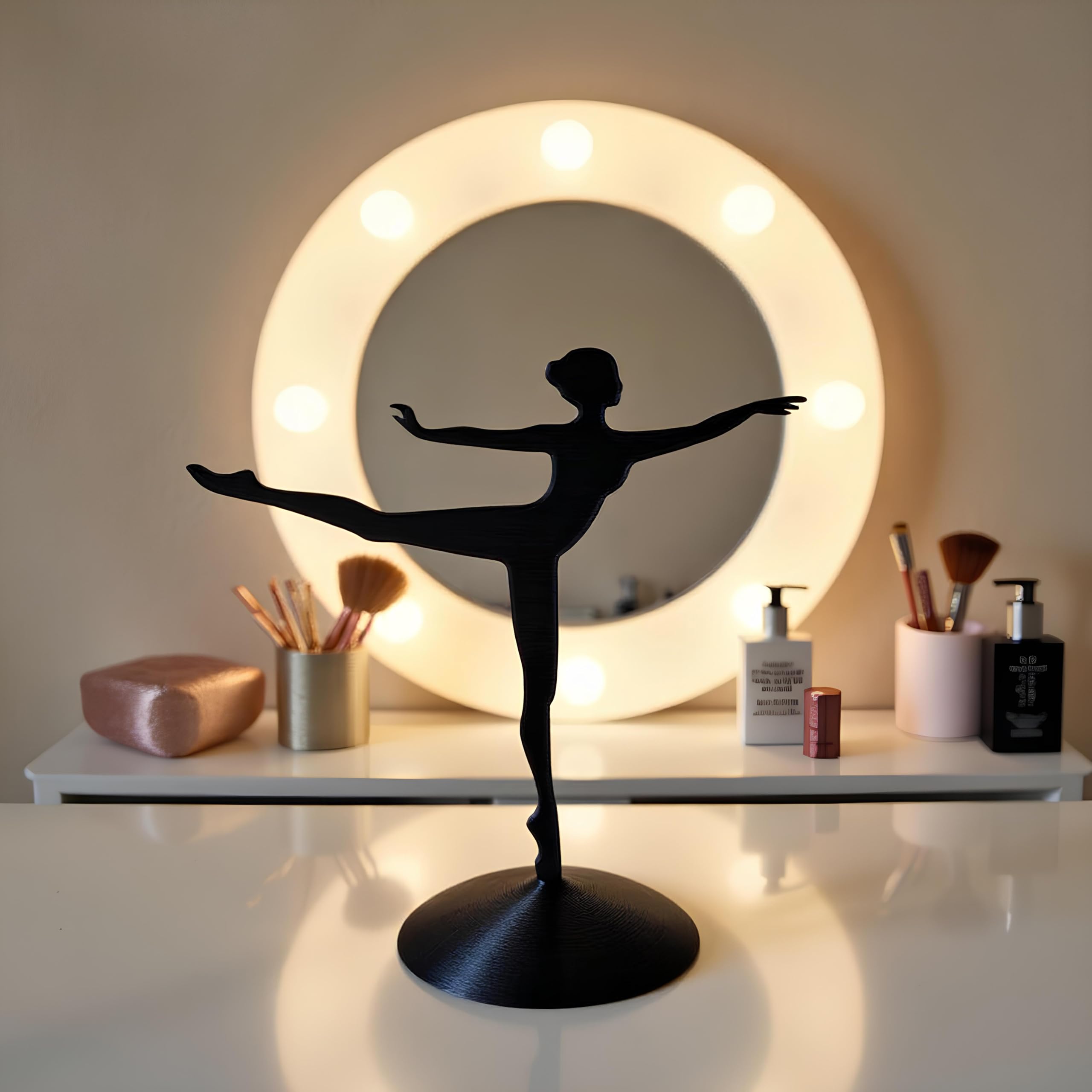 Kanji Balerin Takı Standı Siyah – Minimalist Küpe, Yüzük ve Kolye Düzenleyici | 3D Baskı Çevre Dostu PLA Takı Organizeri | 19 cm Yükseklik