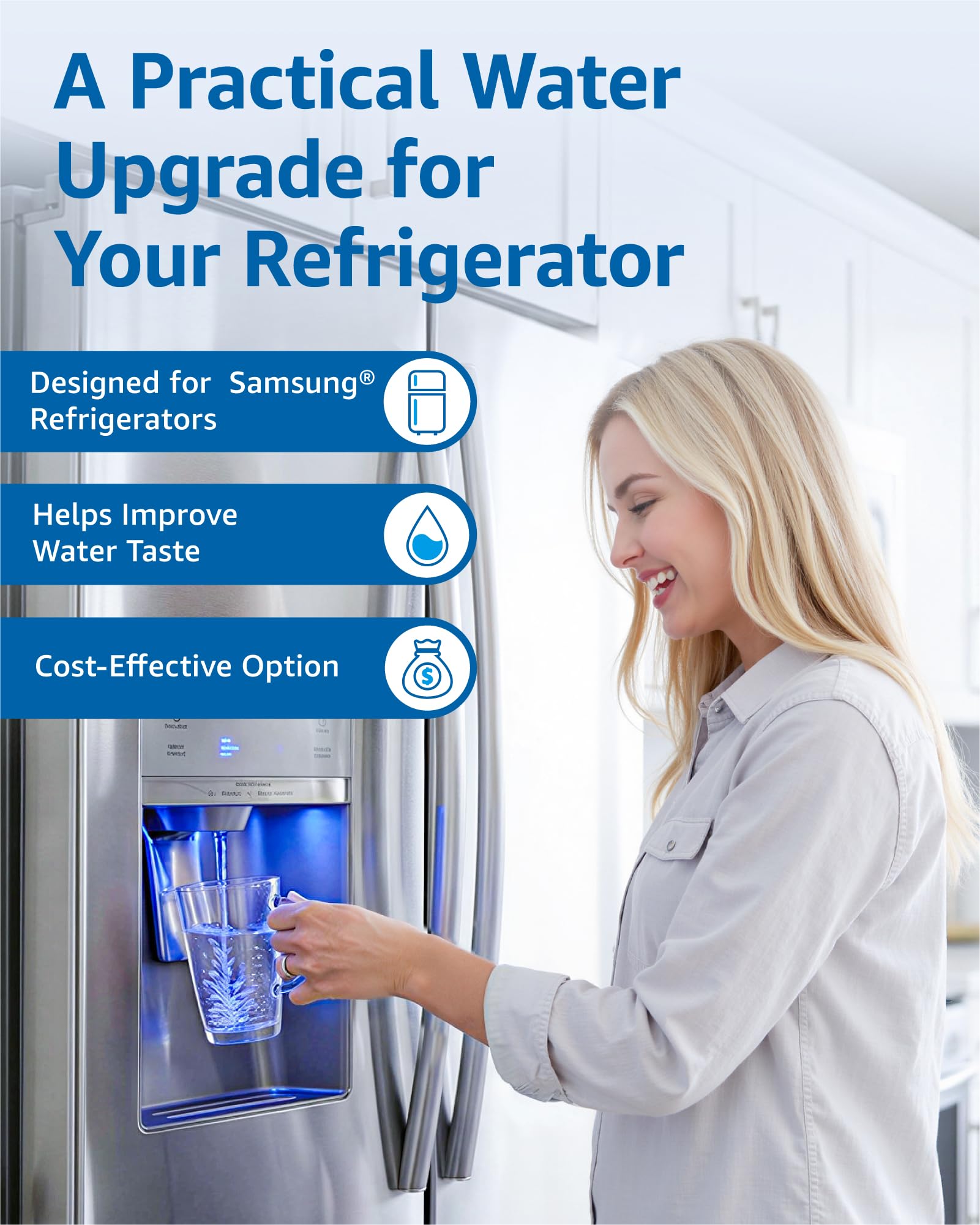 Filterlogic DA97-17376B Refrigerator Water Filter, Replacement for Samsung Genuine HAF-QIN/EXP, DA97-17376B, DA97-08006C, HAF-QIN (Pack of 3)
