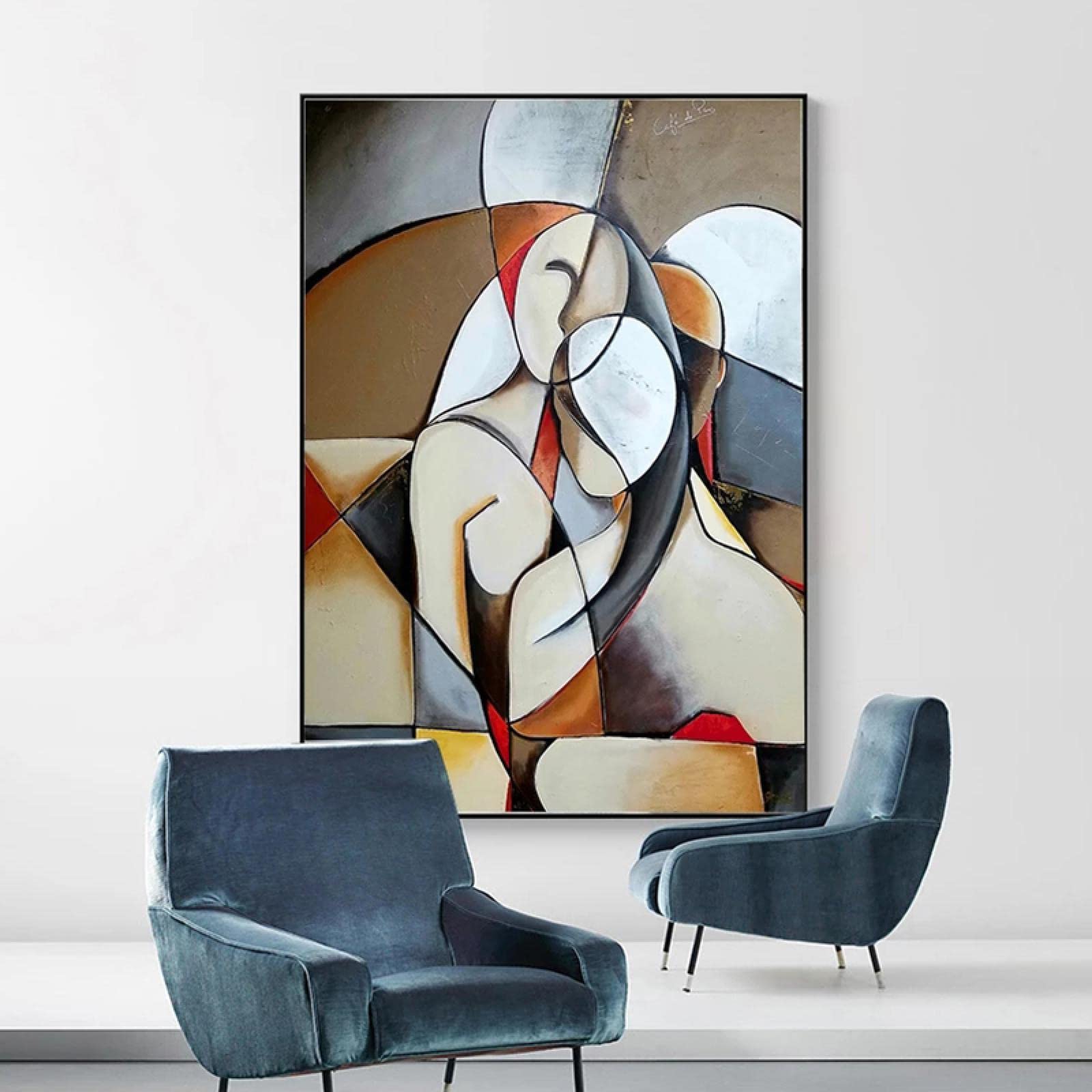 LSYALUCK Quadro su Tela Astratta Donna Sognante di Picasso Opere d'Arte Famose Soggiorno Decorazioni per la casa Quadri Astratti su Tela Poster 60x92cm (24x36in) Cornice Interna