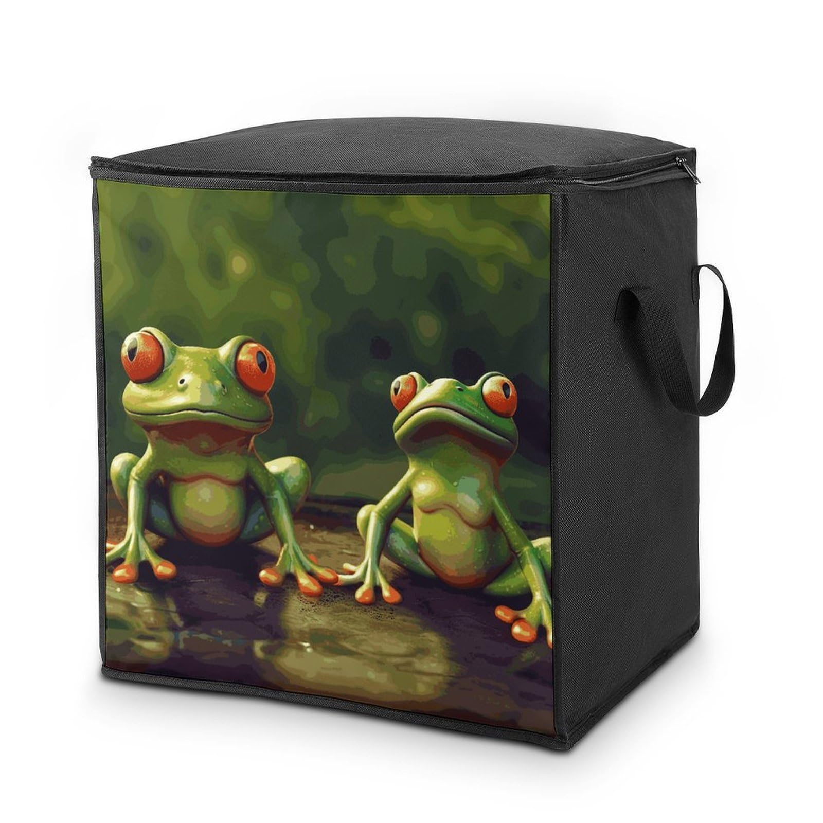 Fekiloot Style Funny Green Frogs Storage Bags With Reinforced Handles,Moving Bag With Zipper,Closet Organizers,Compression Packing Cubes