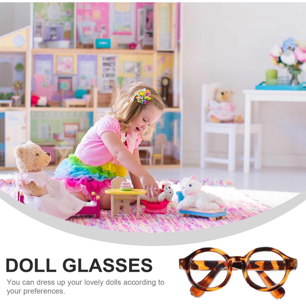 HOOTNEE 2 works Mini Glasses Doll Sunglasses Accessories Lightweight Eyewear Props for 17 Inch Dolls Diy Dress up Craft - Image 4