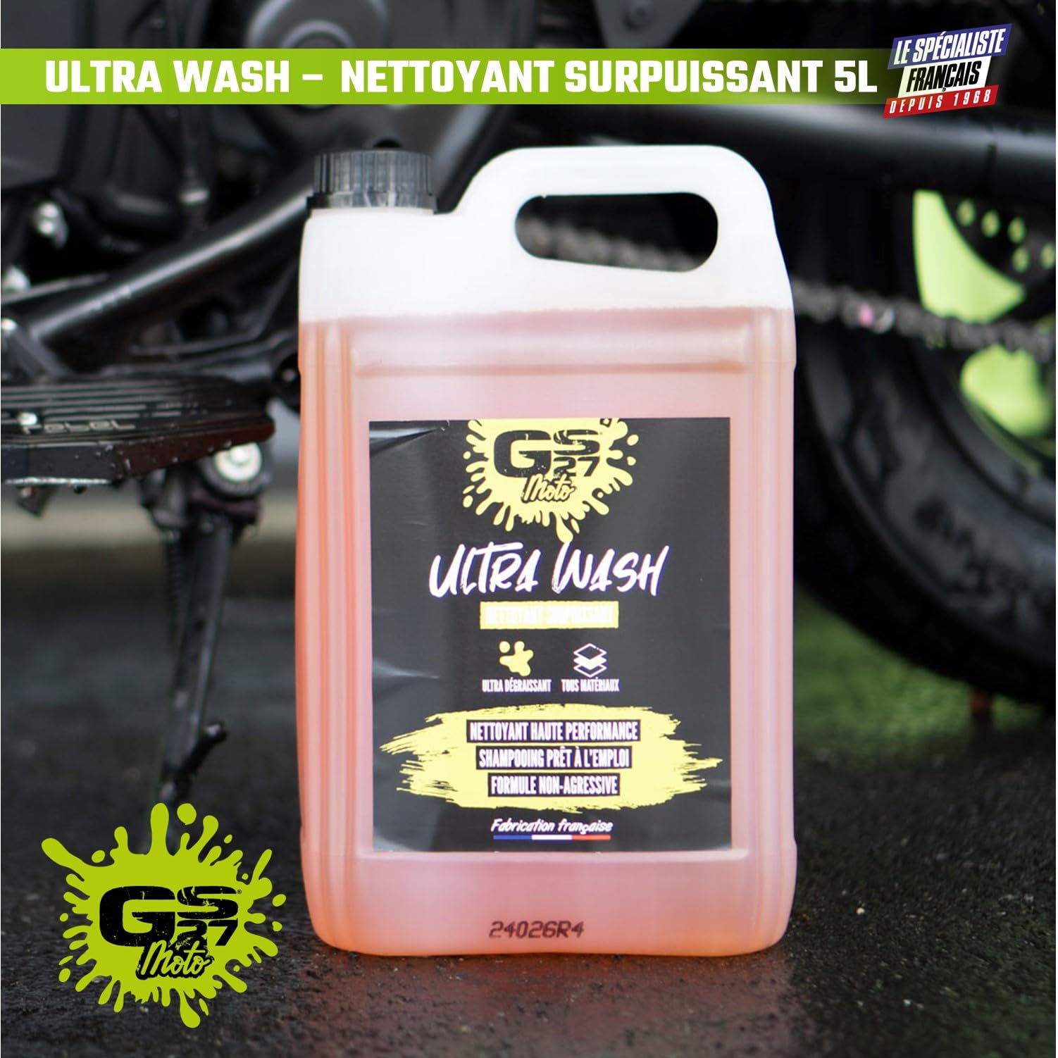 GS27 - Ultra Wash Moto - Detergente Surpotente - Compatibile con Tutti i Materiali - 5L