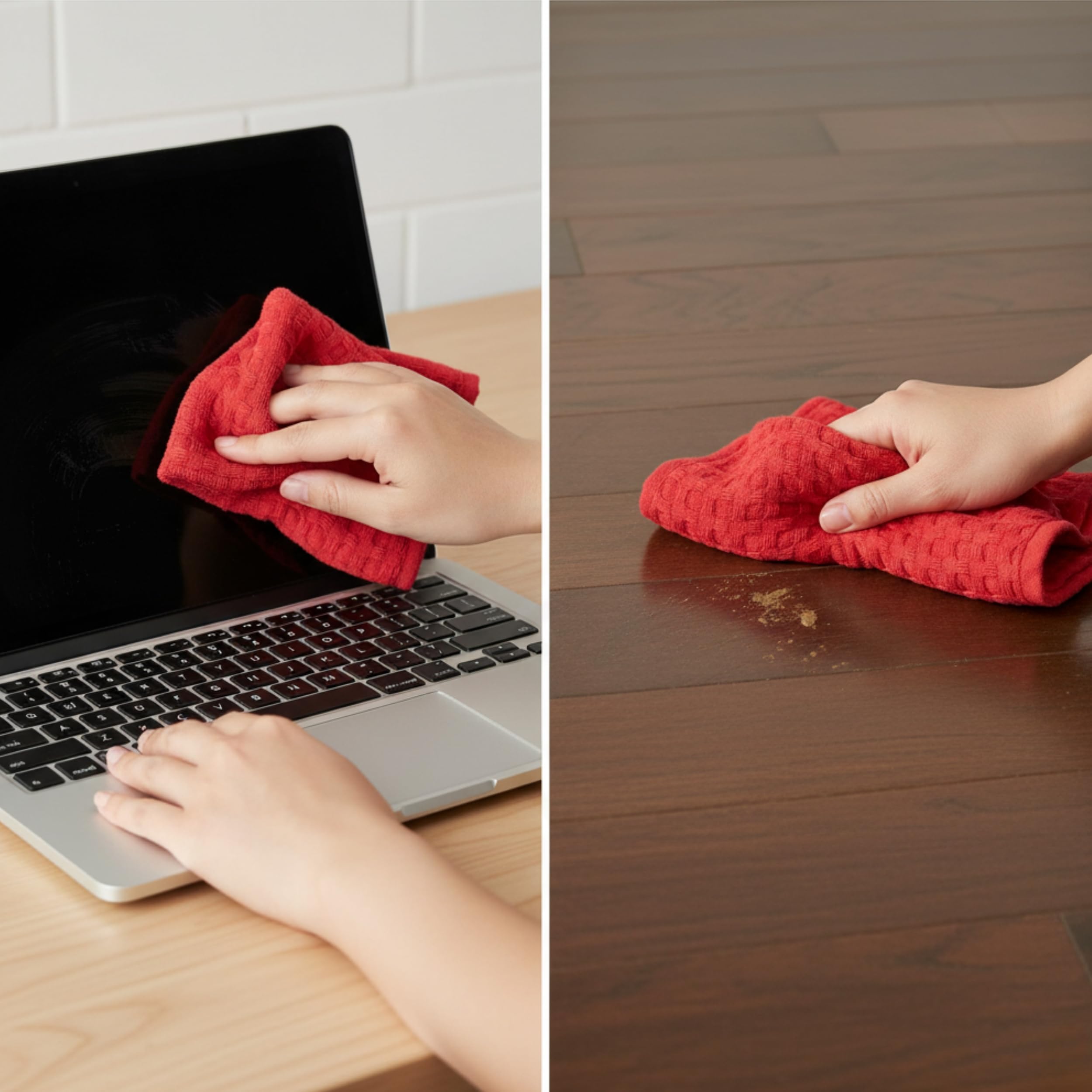 WHITEWRAP Toallas de cocina 100% algodón, ultra suaves, absorbentes, de secado rápido (12 x 12 pulgadas, paquete de 6, rojo)