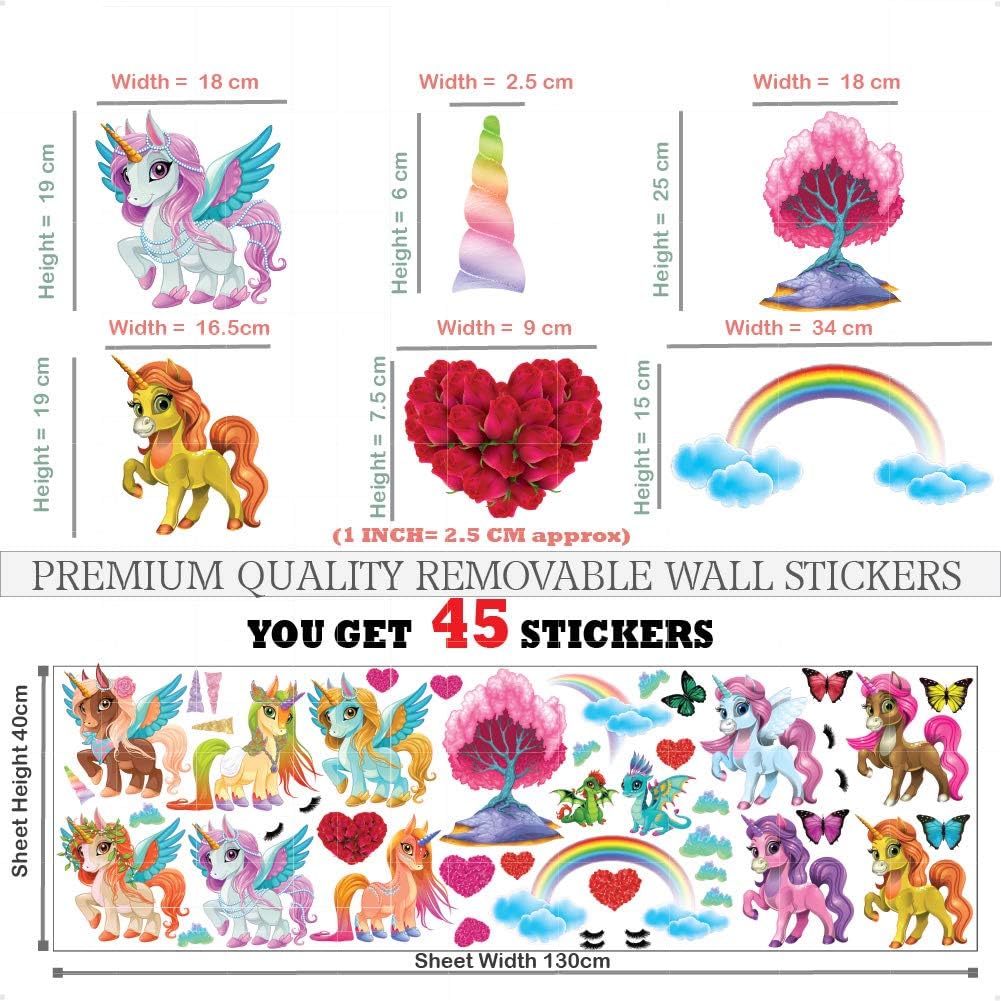 StickersMagic Unicorn Rainbow Wall Stickers for Girls Bedroom Decoration Girl Room Accessories Childrens Baby Nursery Decor Kids Art Cute Decals Sticker USV-017 - Image 3
