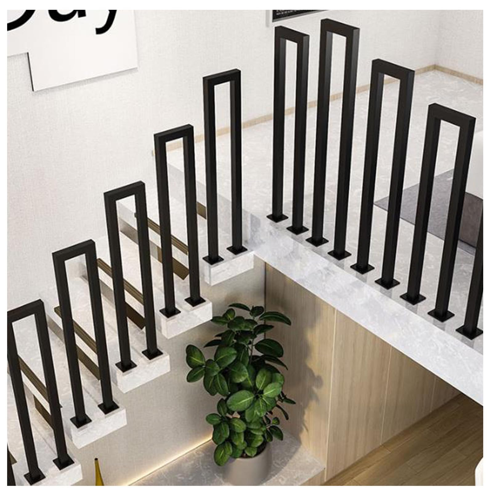 Main courante antidérapante en U pour escalier de jardin