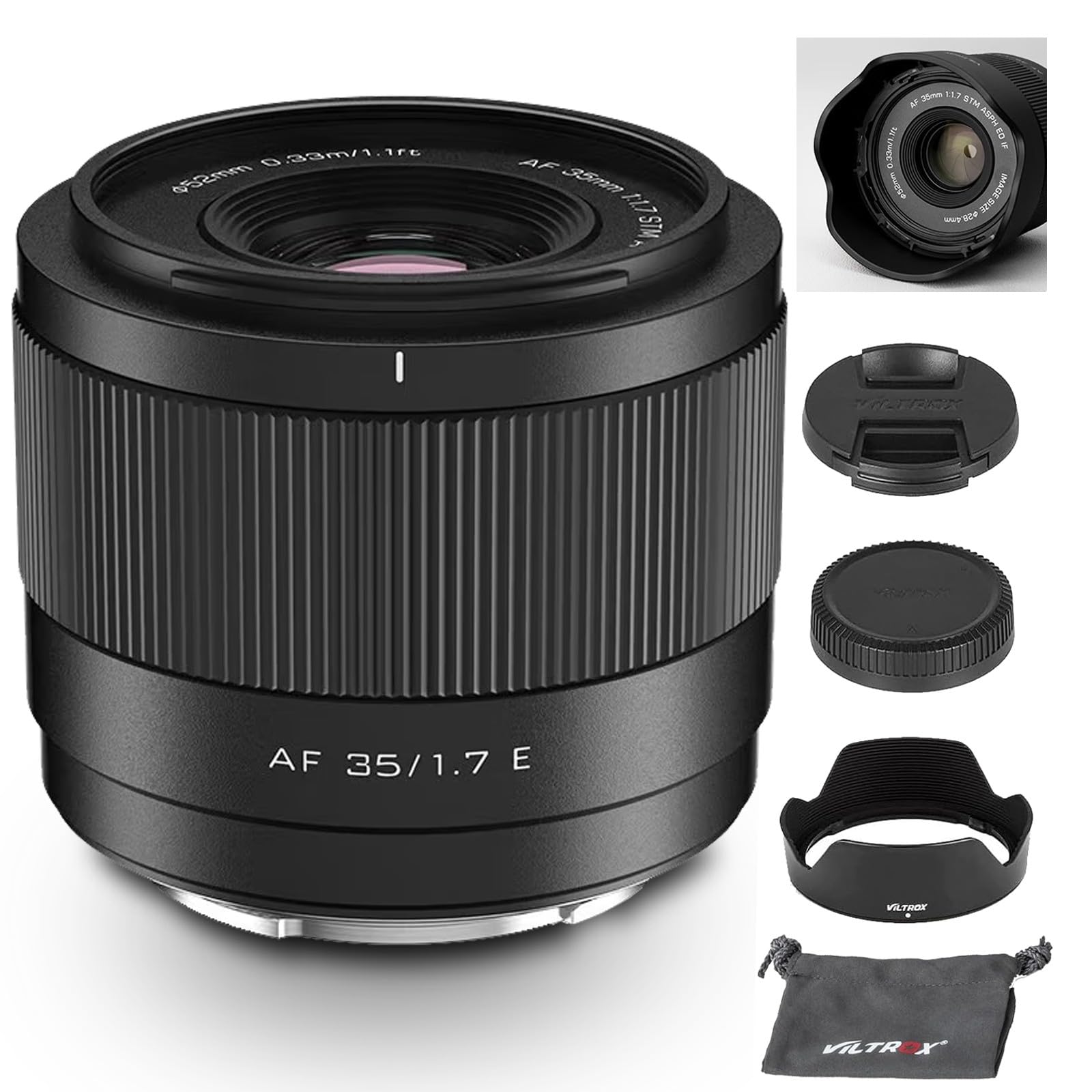 VILTROX 35mm F1.7 E-Mount APS-C Lens for Sony E, STM Auto Focus Lens