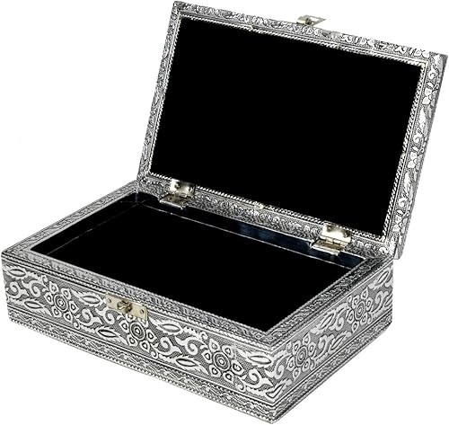 Miniatura 3 de Caja decorativa de memoria de calavera de metal plateado para almacenamiento de tarjetas de joyería, decoración pirata