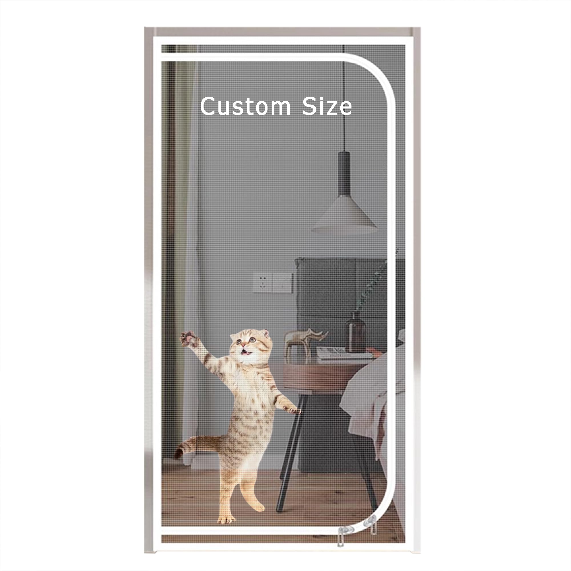 Xieminle Grey Custom Pet Screen Door Cat Resistant Door Mesh, Fly Screen Door For Balcony Bedroom Corridor, Anti Mosquito Fly Curtain Nets, Prevent Pet Escape Door Curtains (Custom Size)