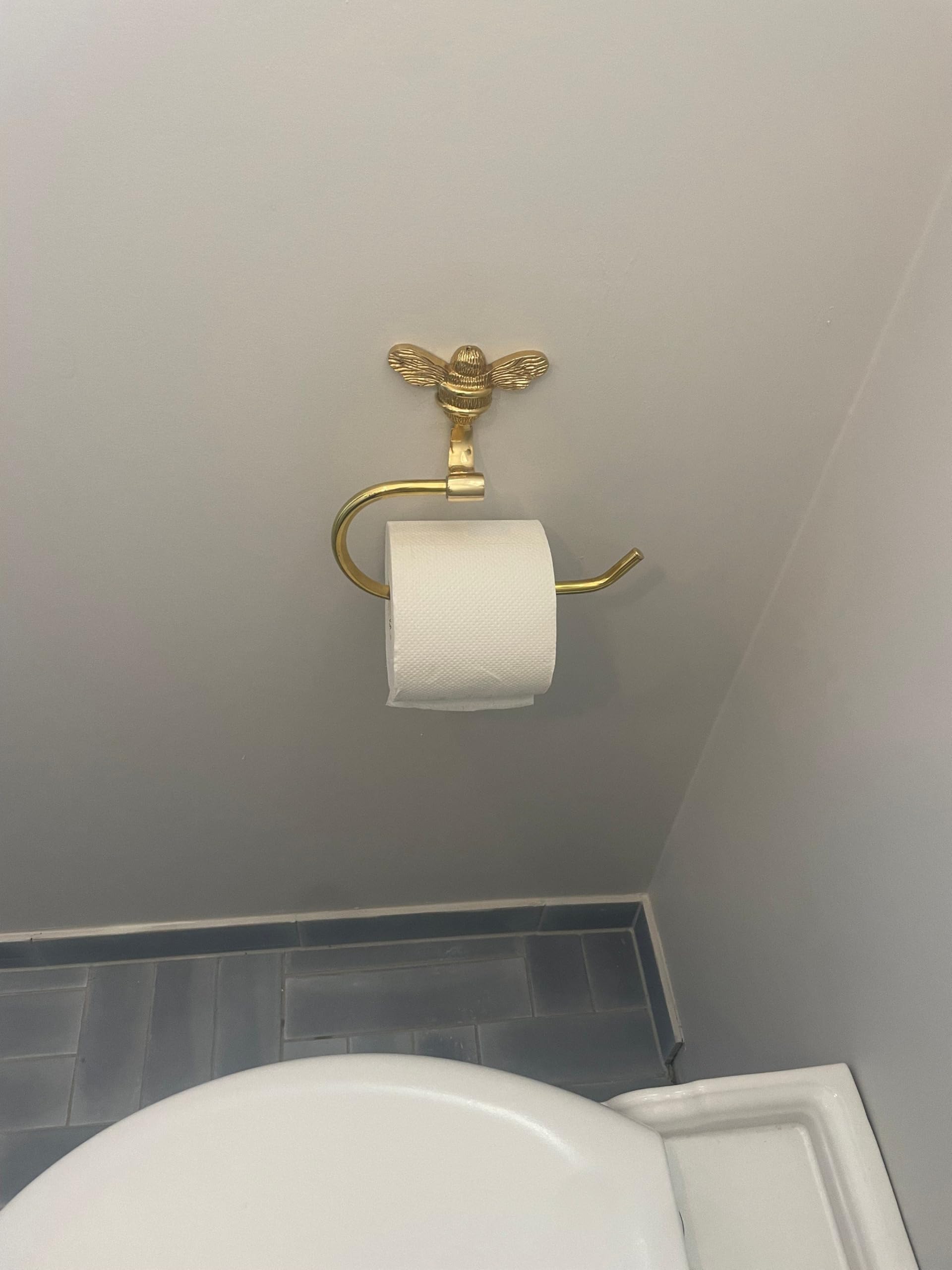 Brass bee Uchwyt na papier toaletowy – uchwyt na papier toaletowy z litego mosiądzu – montowany na ścianie uchwyt na papier toaletowy firmy Brass bee