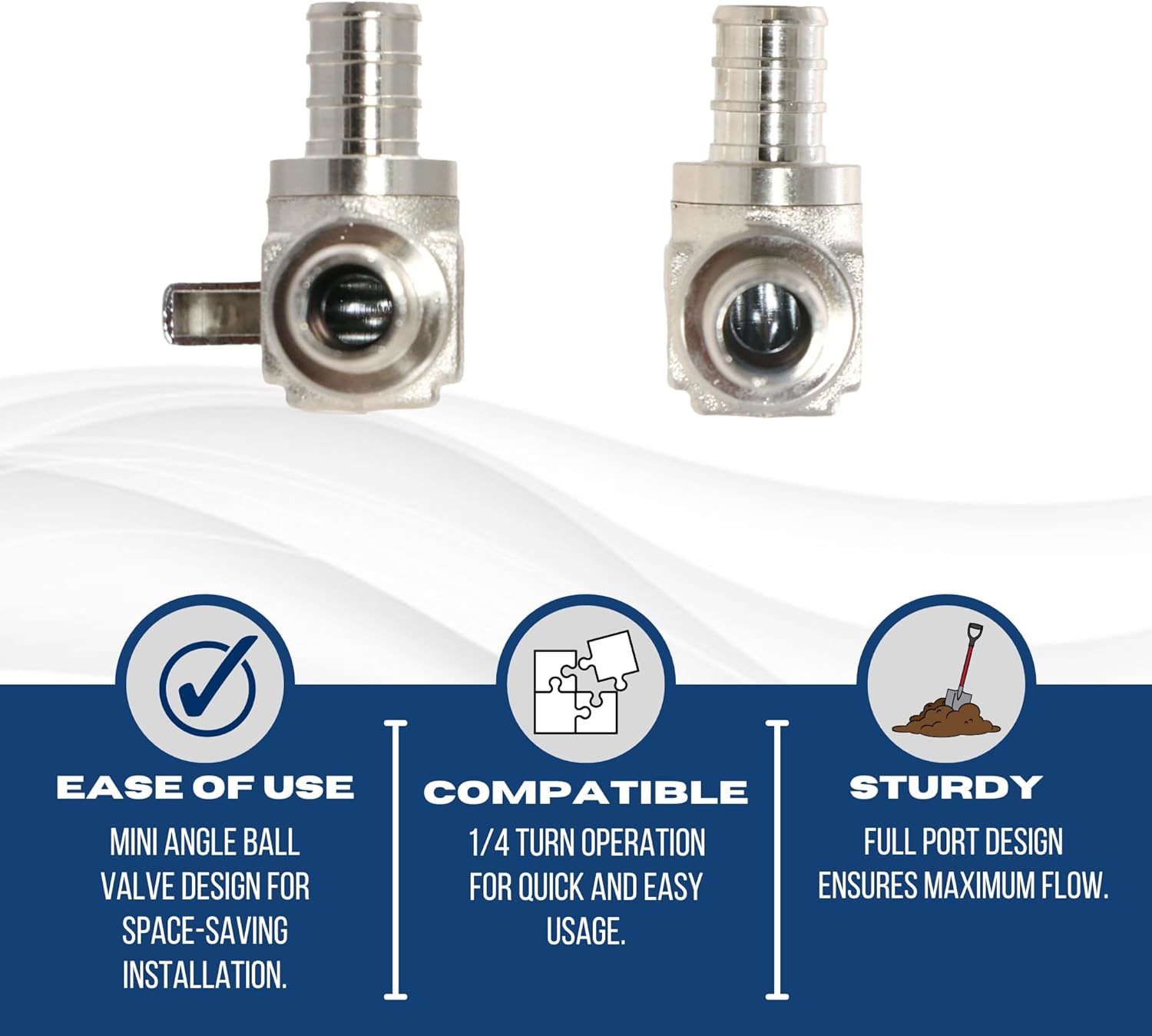 XFITTING Barb Crimp 1/2 Inch Pex Mini Angle Ball Valve, Full Port, 1/4 Turn, Brass, 24-1-2=5X, 5 Pieces