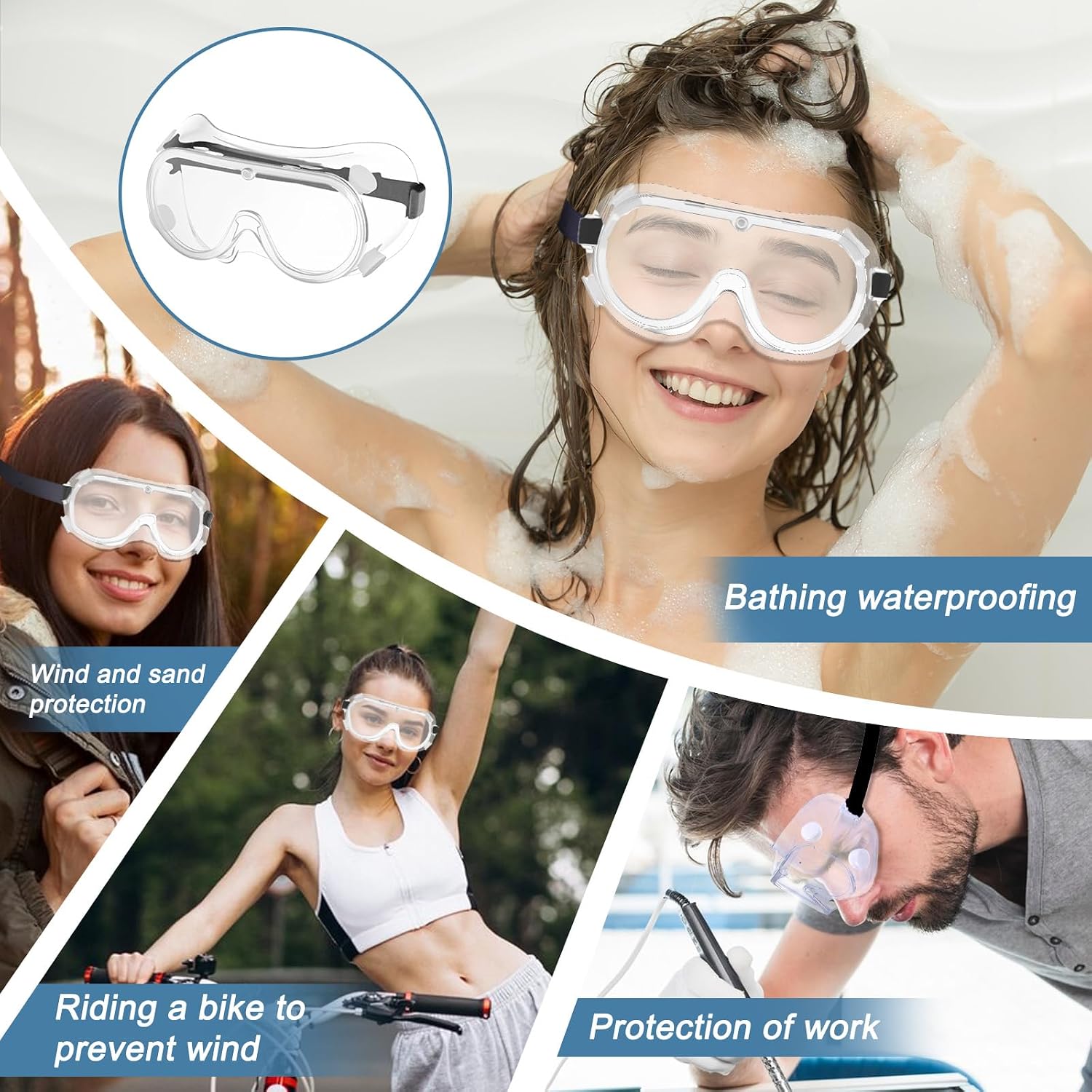 ElevateTech Adjustable Eyelash and Eyebrow Protector Shower Goggles Shield, 2 Pcs Shower Face Eye Shield for Eyelash Extensions Microblading Aftercare Cataract Surgerys Recovery, Glasses-Friendly