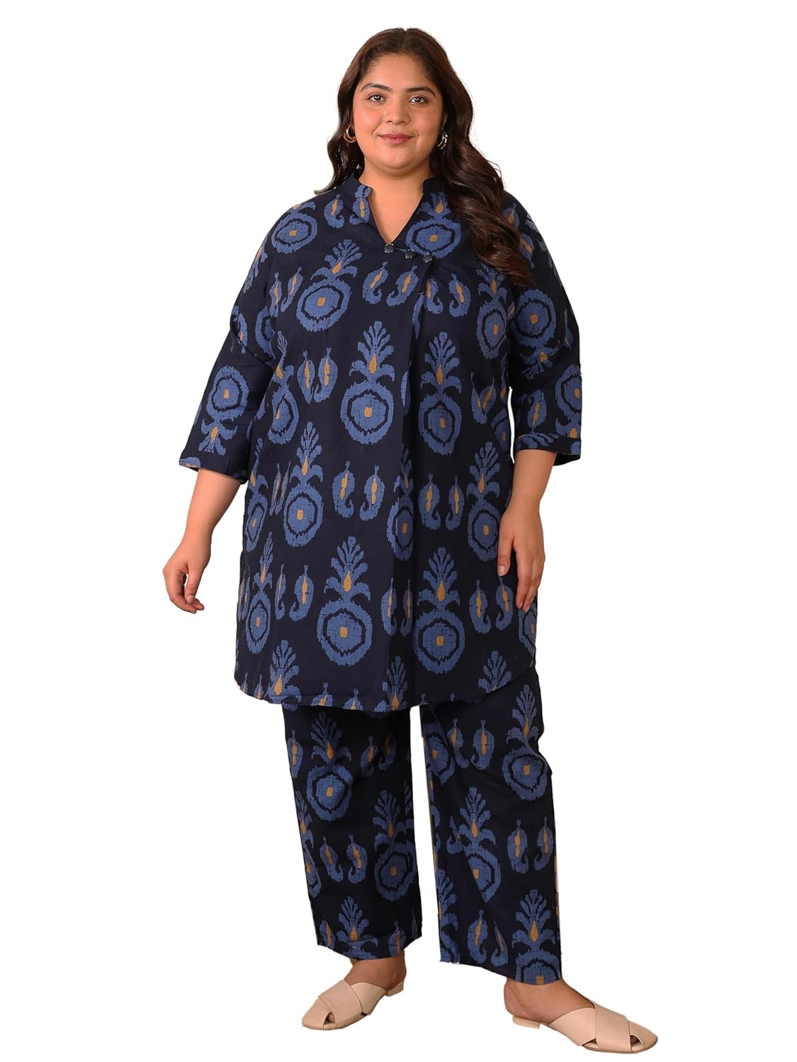Indietoga Women’s Plus Size Printed Cotton Tunic and Trouser Co-Ord Set for Women (2XL to 7XL)