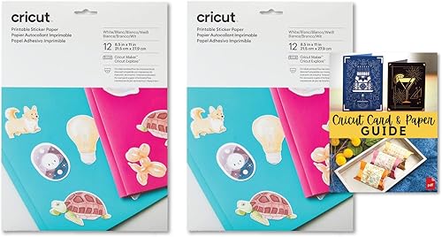 Cricut Paquete de papel adhesivo blanco imprimible, juego de fabricación de calcomanías de bricolaje con tarjetapapel guía digital, papel de vinilo disponible en Yaxa El Salvador