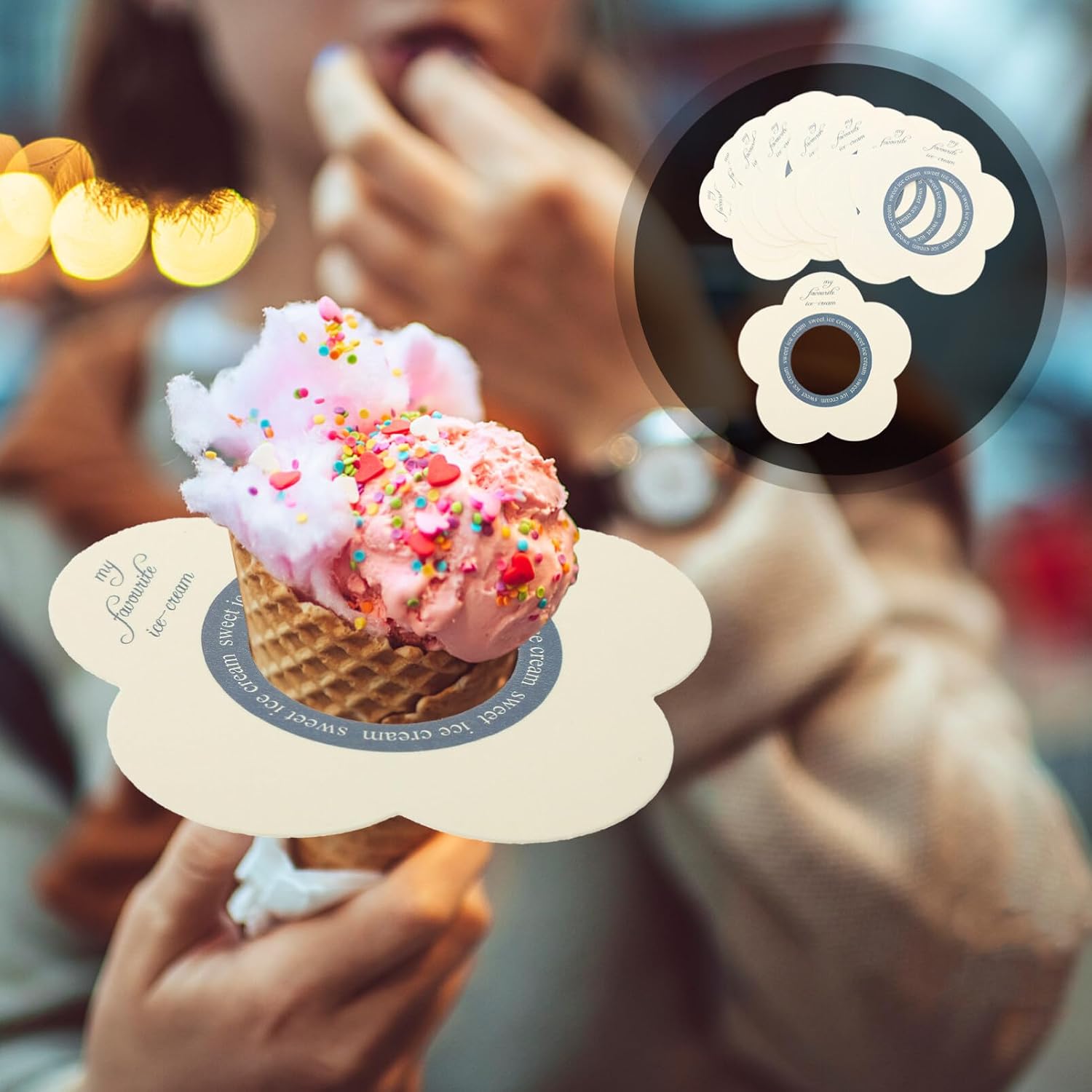 Ice Cream Decor Drip Holder 200pcs Ice Cream Catcher Cone Anti-drip Paper Handheld Disposable Treats
