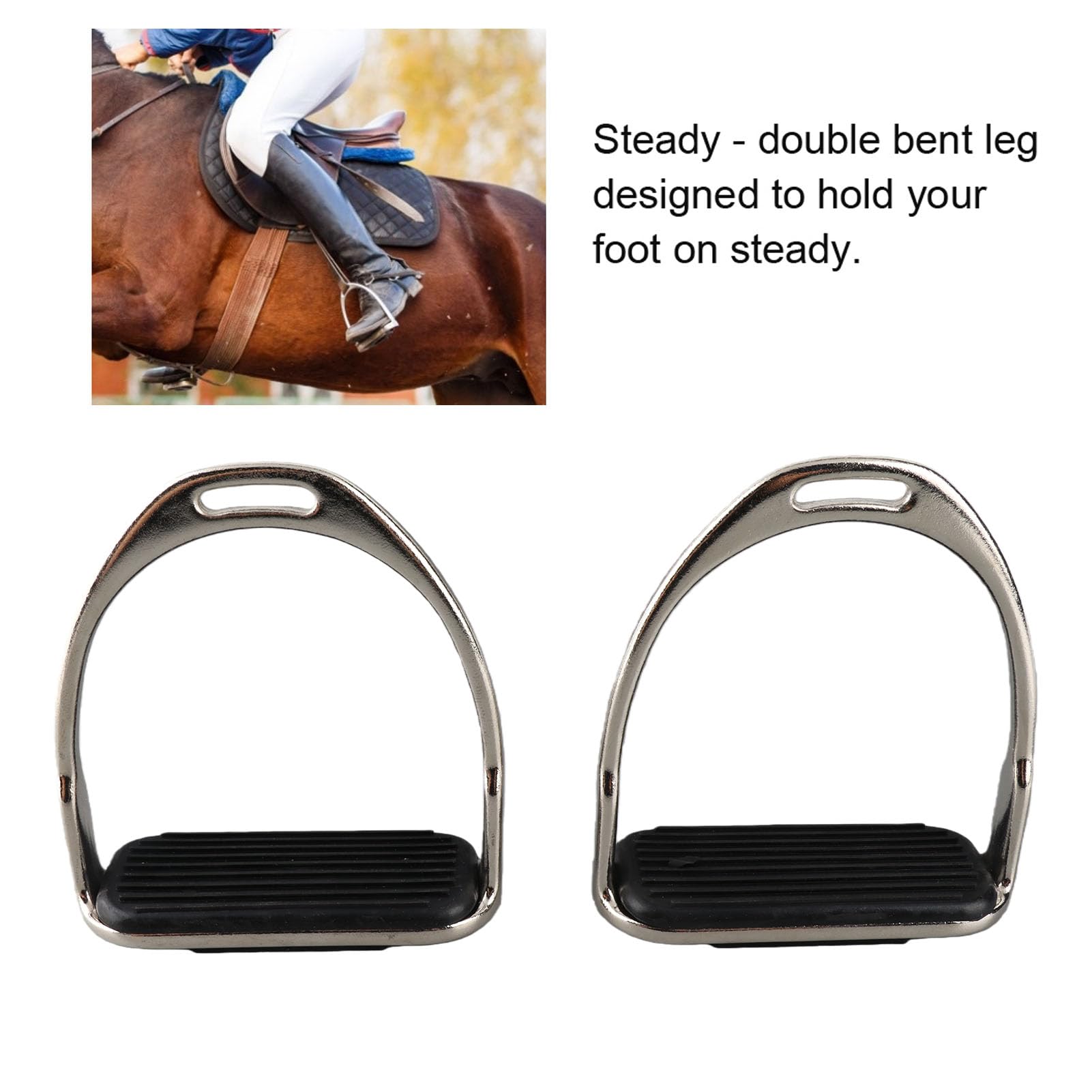 Cocoarm Riding Staffe per Cavallo in Ferro Equestre con Tappetino a Cavallo in Gomma Nera, Costante e Comoda Guida per Ottimo Strumento