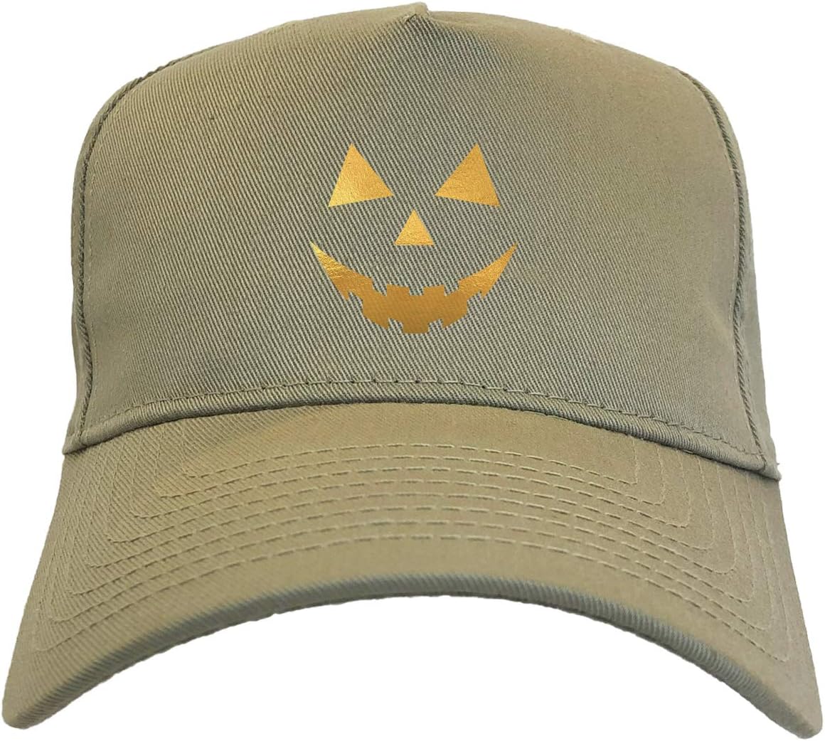 Gold Foil Pumpkin Face - Jack O Lantern 5-Panel Snapback Hat
