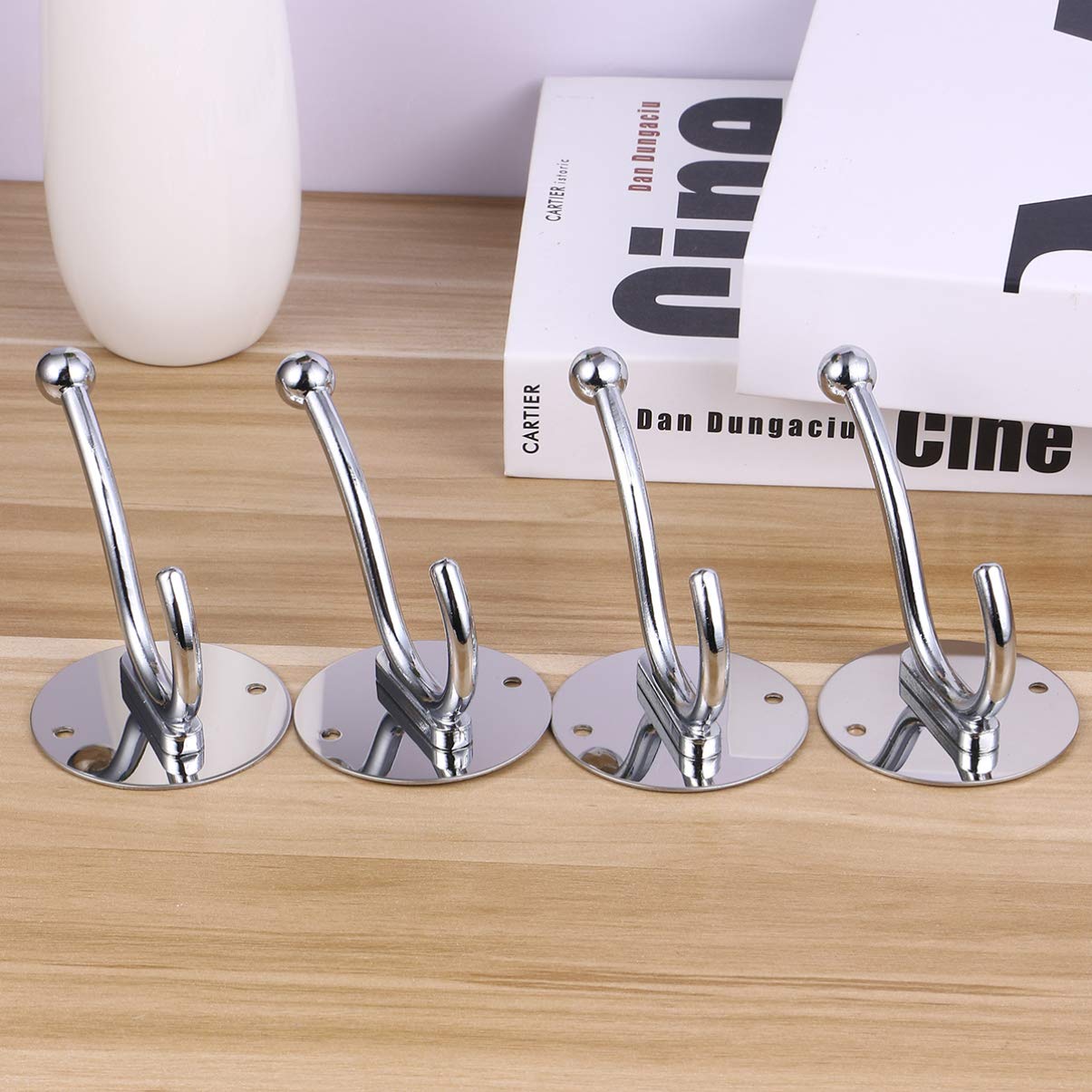 VASDEV Perchas de Metal 8 Piezas Perchas de Acero para el hogar Ropa de Cocina Toalla Adhesivo Sombrero Barra de Puntas de Pared Baño Ganchos de perforación de Acero Inoxidable Gancho de