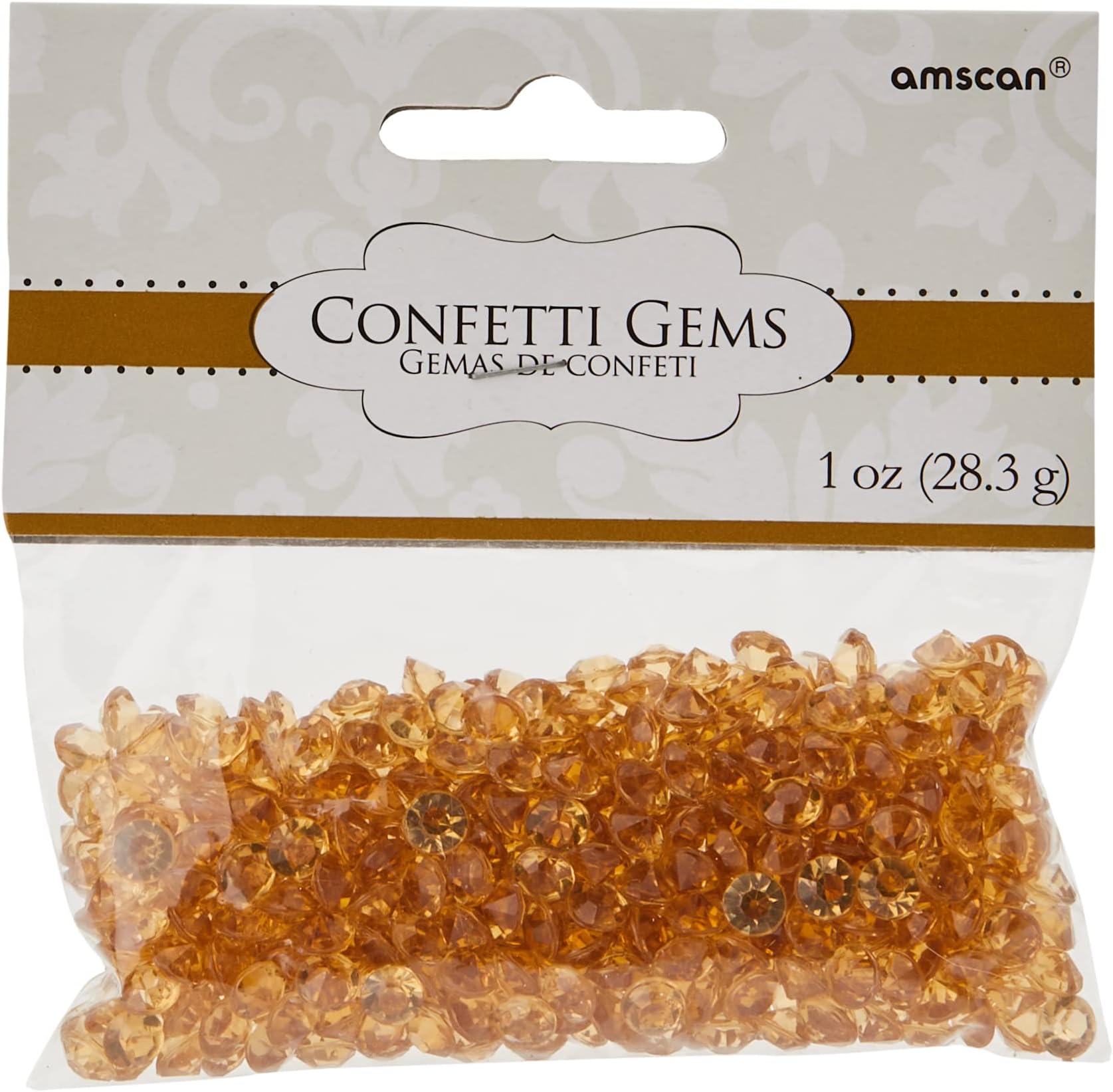 (PKT) Adult Gold Clear Confetti Gems Decoration 28g