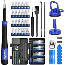 STREBITO Precision Screwdriver Set 64-piece with Torx, Triwing, Gamebit and Small Suction Cups Heavy-Duty 2 Pieces Screen Suction Cups Tool