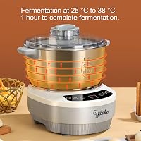 YIBAKE 5L Automata Dagasztógép Kelesztő Funkcióval - Digitális Kijelző, 25-38°C Hőmérséklet, Időzítő, Fehér Kenyérsütő Segéd Pizza Tészta Ké 3