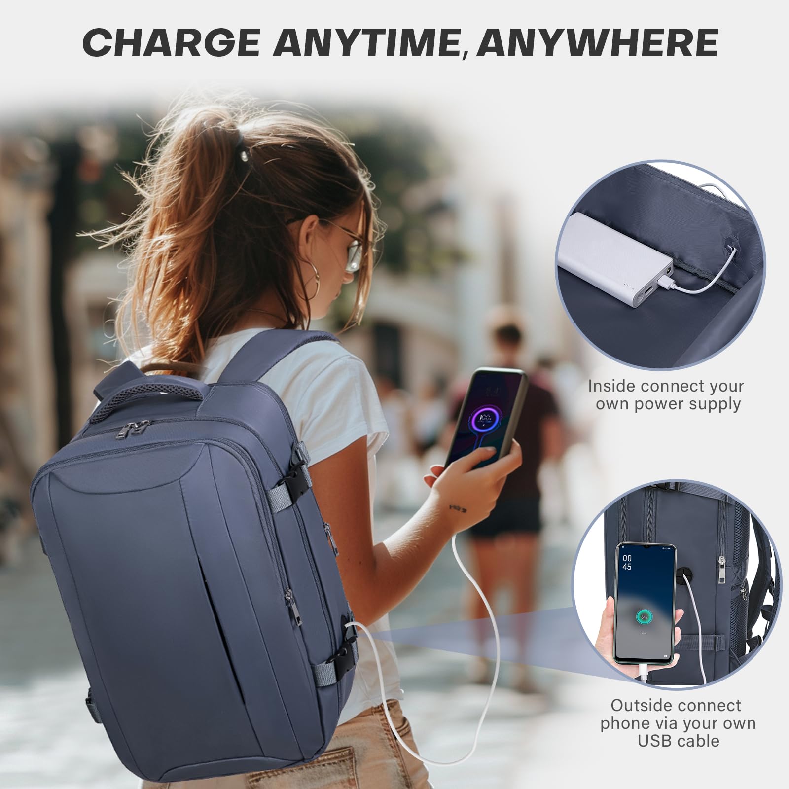 Xkdoai Zaino 45x36x20 per Easyjet, Bagaglio a Mano Dimensioni adatte Borse Cabina Valigia Zaini Casual Unisex Borsone da Viaggio Impermeabile Casual Daypack per Scuola Trekking Lavoro