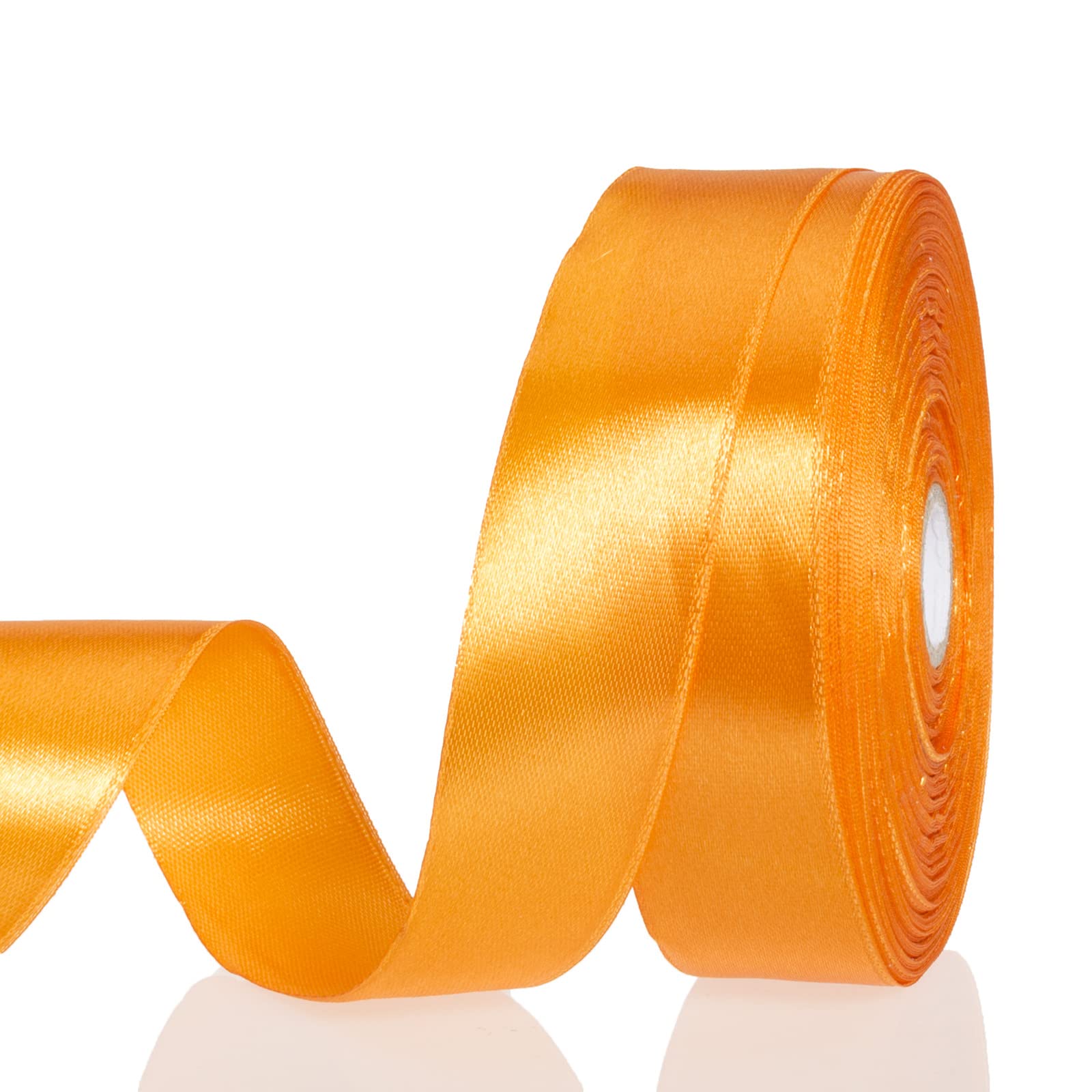 YASEO Cinta de satén sólido naranja de 1 pulgada, cinta de tela para manualidades de 50 yardas para envolver regalos, ramos florales, decoración de fiesta de boda