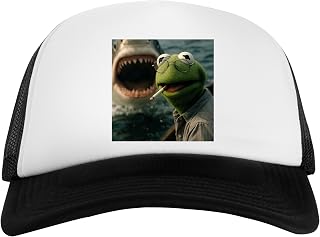Newtee Chillige Froschpuppe Raucht Mit Riesenhai Unisex Cap Flexible Baseball Snapb…