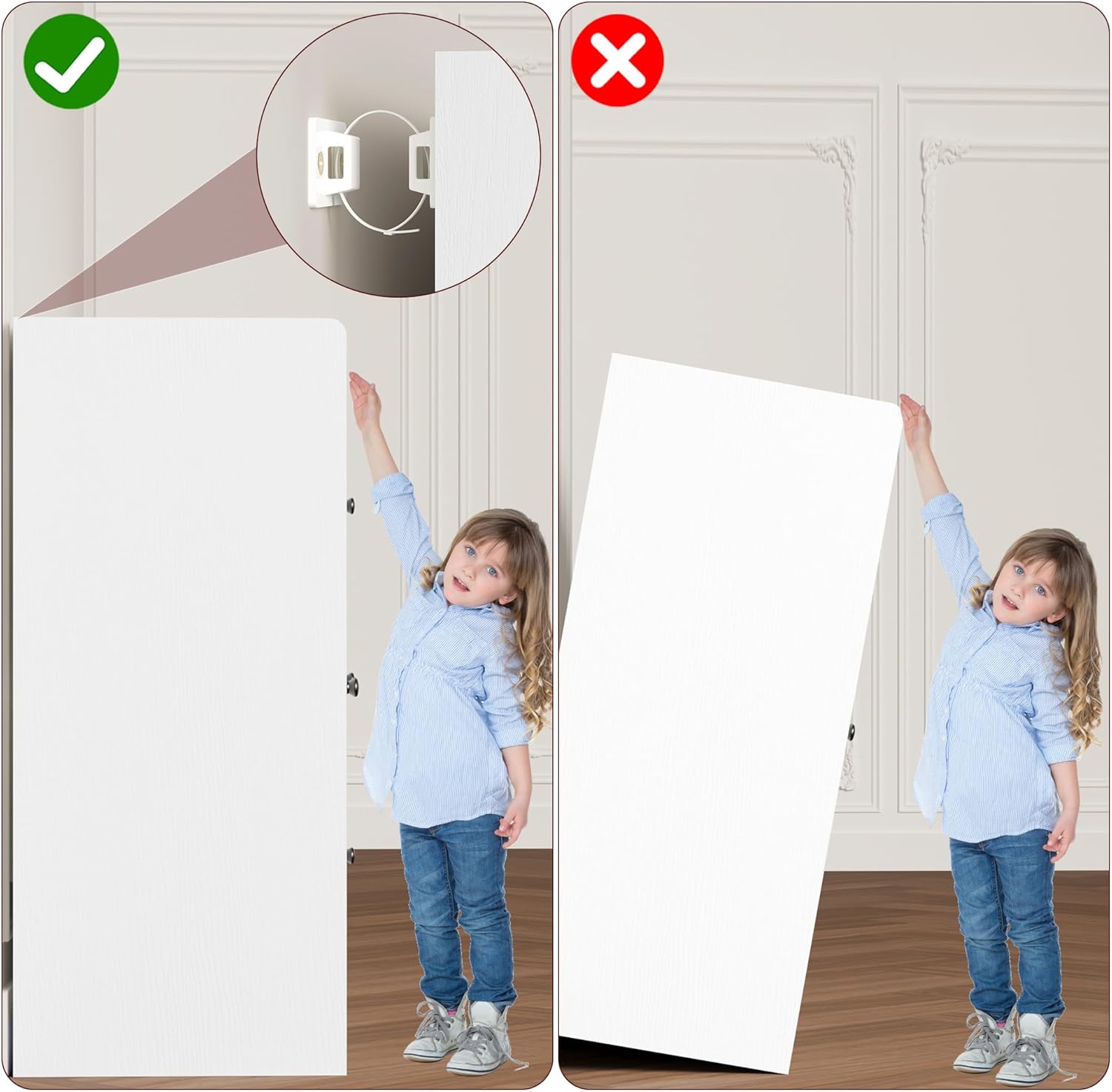 IDEALHOUSE Buffet Cabinet with Storage, 43" Modern Sideboard Kitchen Cabinet with Guardrail Design & Adjustable Shelves & 3 Drawers, Wood Buffet Table for Kitchen, Dining Room, White