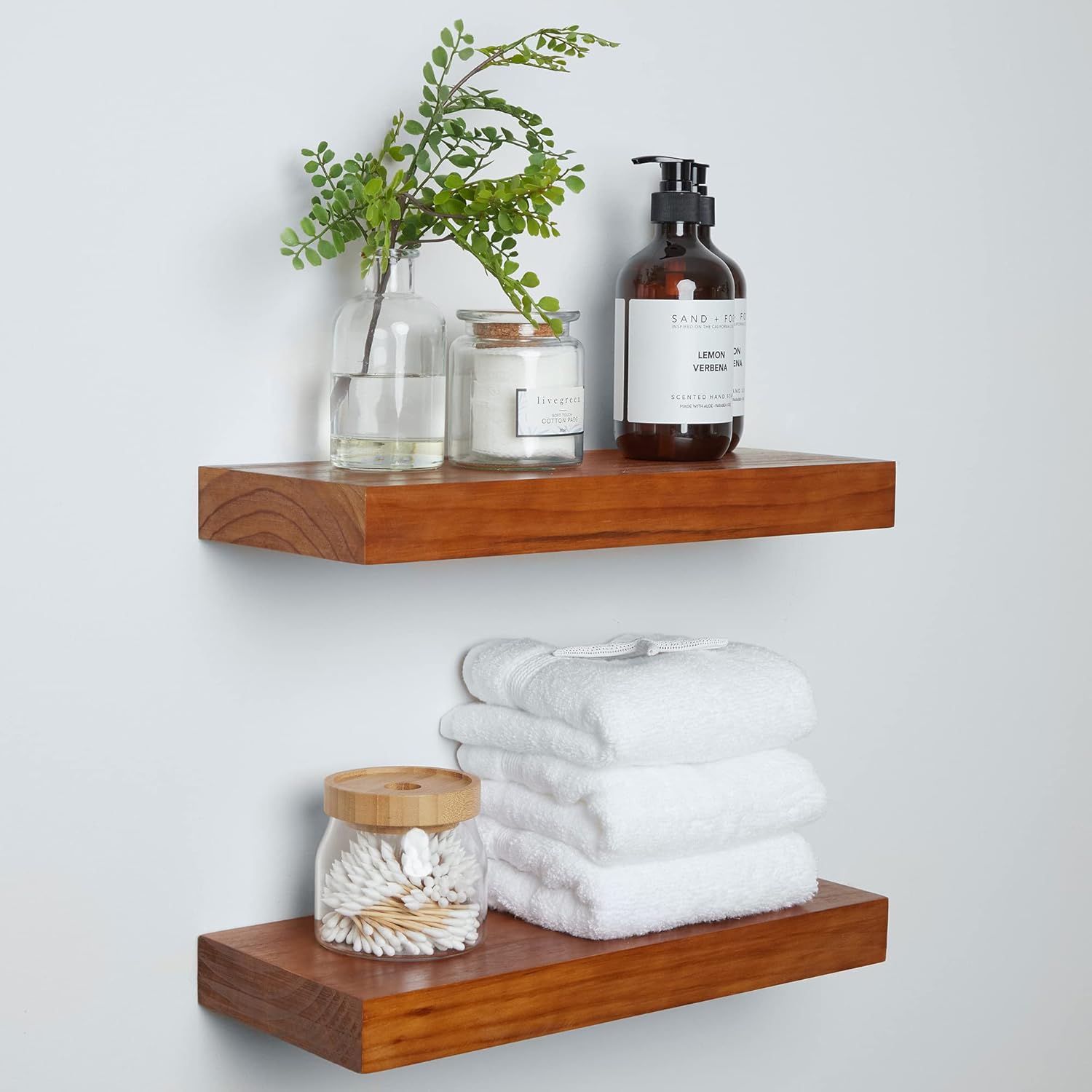 Homeforia 16in Oak Floating Shelf (Set of 2)