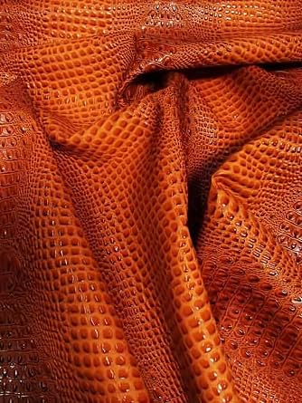 DuroLastTM Florida Gator 3D Embossed Vinyl Fabric 1-5-10-15-20-30 2 Tone 3D Crocodile DIY Upholstery Accessories Apparel Crush Orange New Lot, 1 Yard