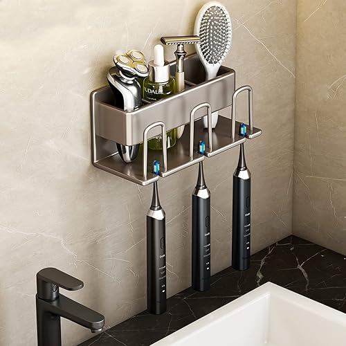 Miniatura 1 de Portacepillos de dientes, soporte de cepillado de dientes para organizador de ducha, soporte para cepillo de dientes montado en la pared,