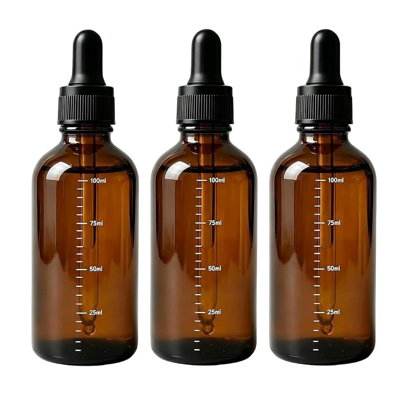 ericotry Frasco Recarregável de Vidro Âmbar com Pipeta Graduada, 100 mL, Pacote com 3