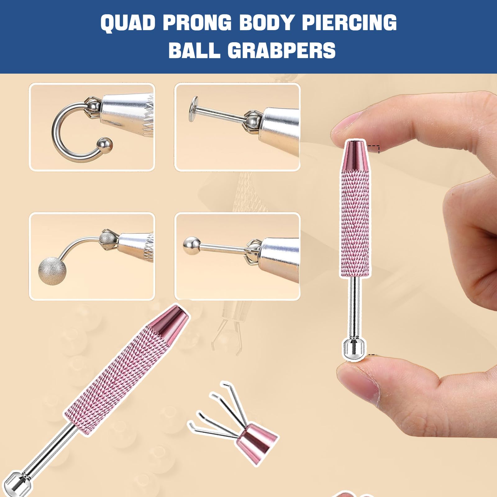 AstraGlam 6PCS Piercing Tool Kit, Piercing Ball Grabber and Opener Set - Image 4