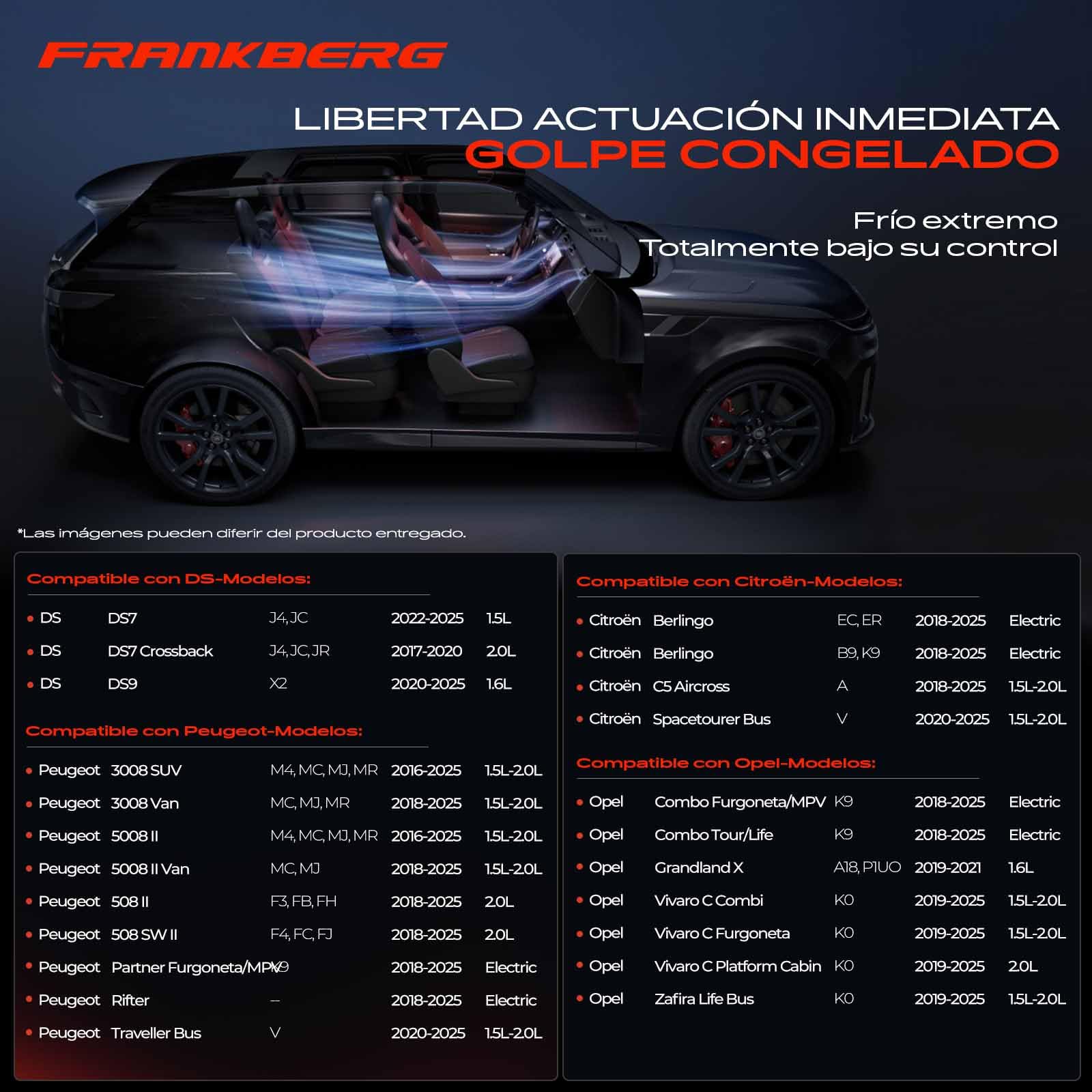 Frankberg Compresor de aire acondicionado con embrague Compatible con Berlingo EC ER Rifter 3008 SUV M4 MC MJ MR Zafira Life Bus K0 Spacetourer Bus V Replace# ACP543000Sincl. aceite premezclado