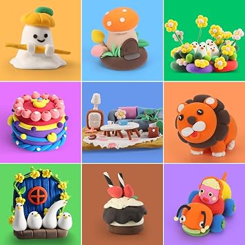 Air Dry Clay Set, 142Pcs Modeling Clay for Kids, Soft and Non-Sticky, Colorful DIY Modelling Toys Kit with Sculpting Tools, Birthday Christmas Gift for 3-12 Years Old Boys & Girl (64+78Colors)