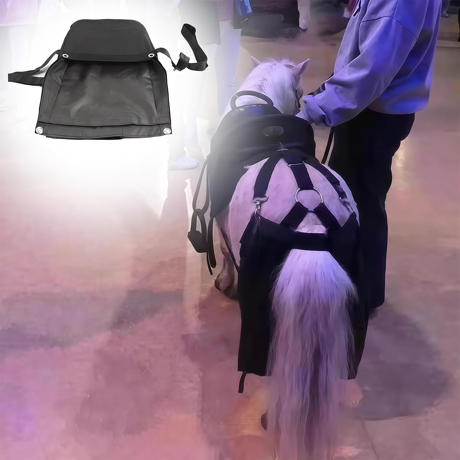 Bolsa de estiércol de caballo, bolsa de recogida de estiércol duradera y reutilizable con accesorio, portátil para equitación, parque y uso urbano, fácil de limpiar