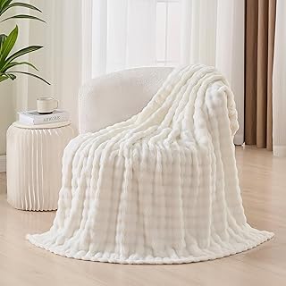 3D Bubble Plush Blanket Textured Fleece Throw Soft Warm Cozy Blanket Cou...