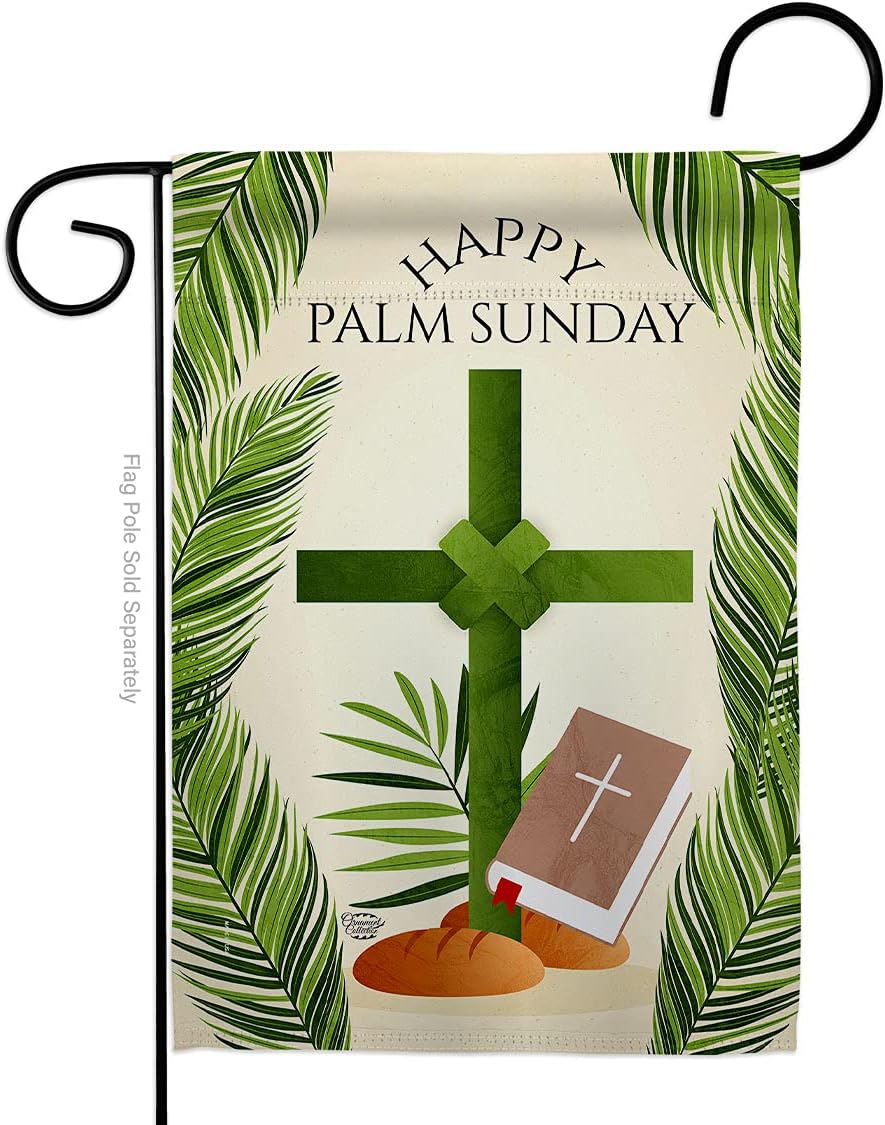 Happy Palm Sunday Garden Flag Religious Faith Hope Grace Peace Dove Christian Religion Easter House Decoration Banner Small Yard Gift Double-Sided, Made in USA