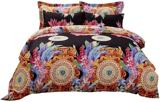 Dolce Mela Duvet Cover Set Queen Size 6 Piece with Fitted Sheet and 4 Pillowcases - Luxury Floral Bedding Set in Gift Box Presentation SKU DM712Q