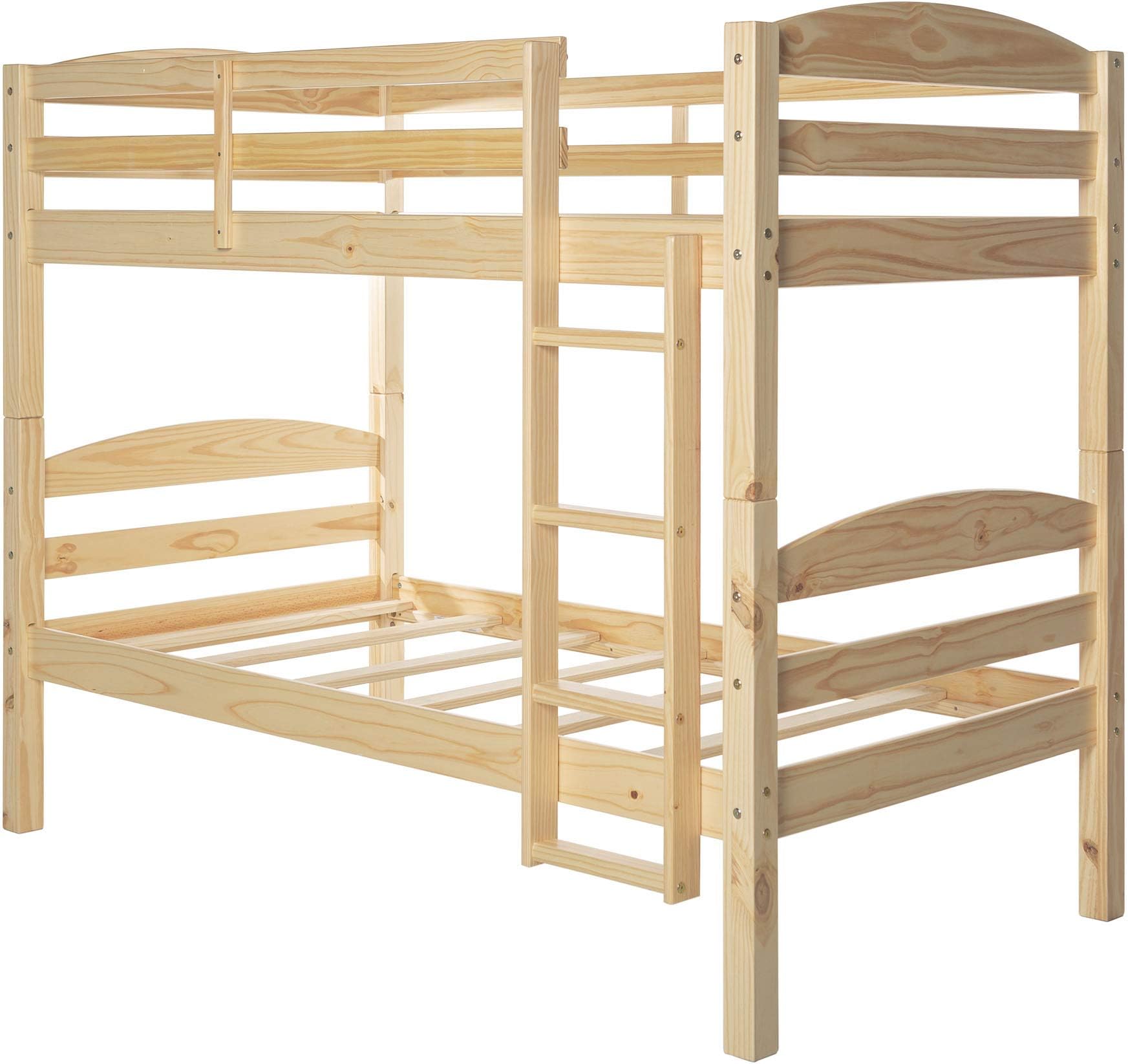 Eden Bridge Designs Wood Full over Bunk Bed with Stairs Ladder and Guard Rail Kids Easy to Assemble Bunk bed Solid Wood Twin over - Natural