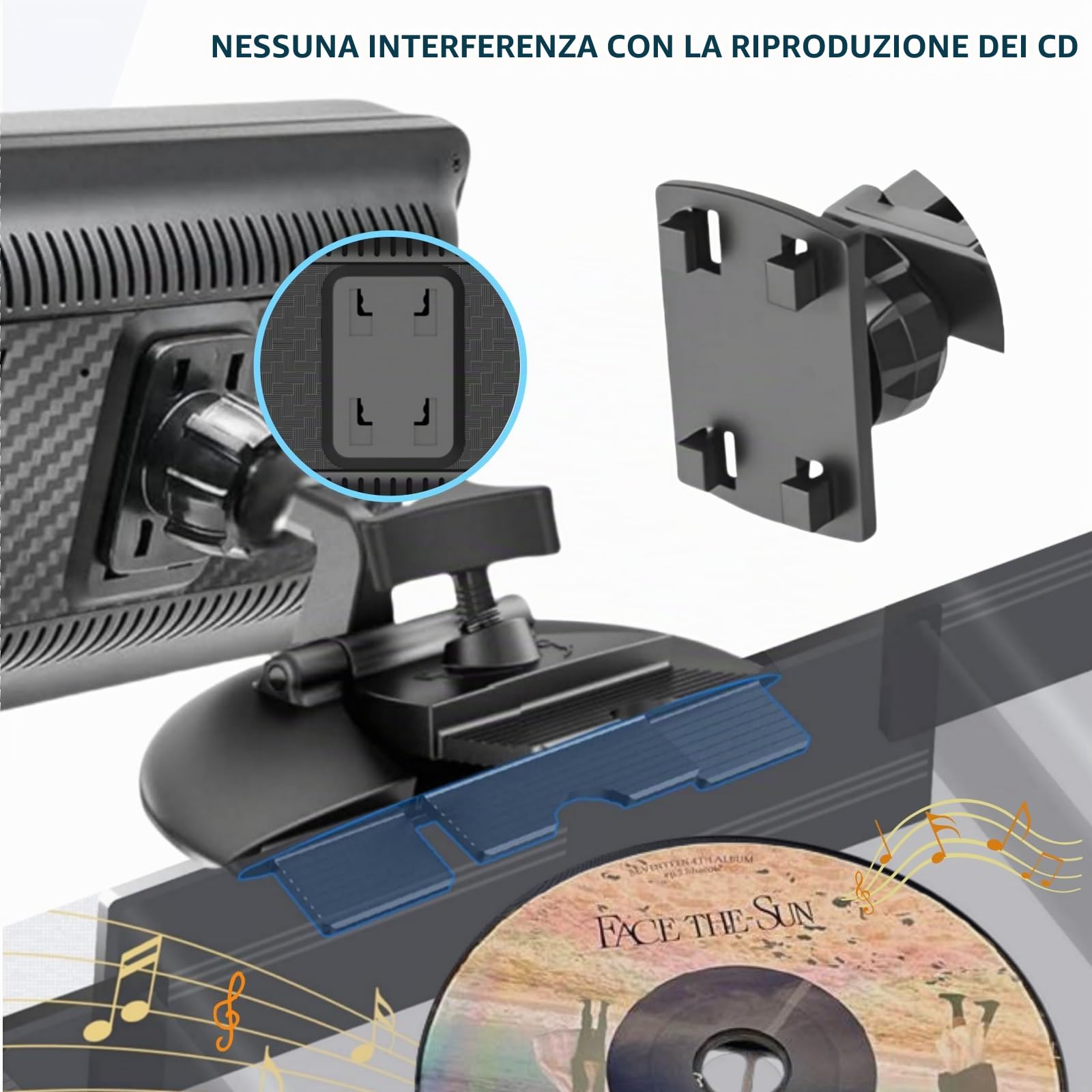 CD Slot 17mm Palla Adattatore per GPS Auto Schermo Carplay, 4 Pulsanti di Blocco Compatibile con Auto Stereo GPS Telefoni Cellulari
