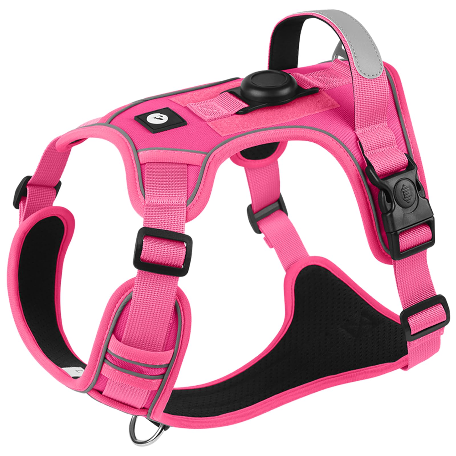 No Pull Dog Harness, Adjustable Soft Padded Pet Vest Harness, Reflective No-Choke Escape Proof Harness with Safety Buckles for Small Medium Large Breed Outdoor Walking Training (Rose Red, S)