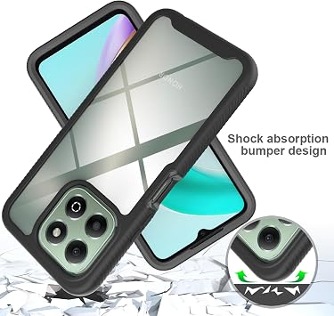 Clear Case for Honor X6b/Honor X6a/Honor X5b/Honor X5b Plus, Silicone & PC Hybrid Full-Body Armour Built-in Screen Protector and PC Bumper Military Grade 360° Shockproof Cover, Light Blue