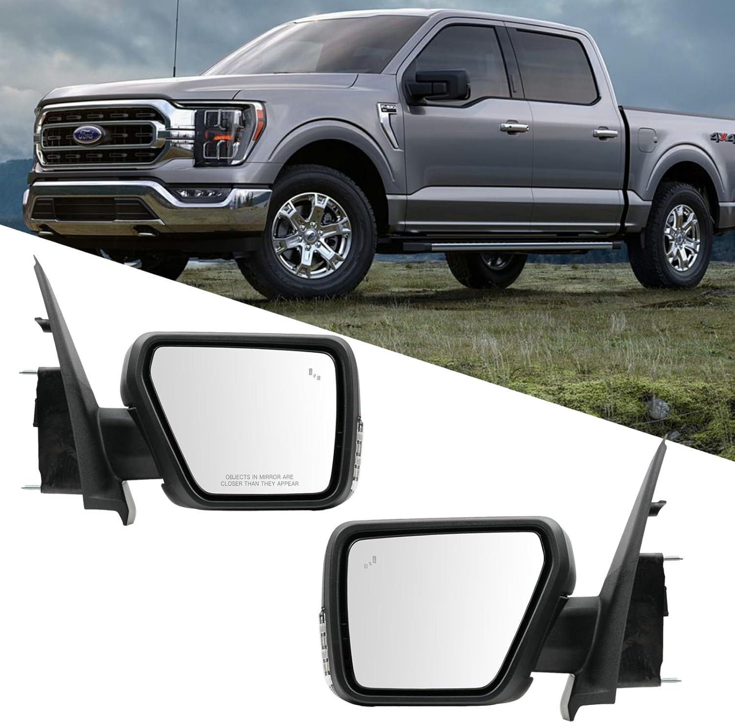 Driver Side Mirror Compatible with Ford F150 2021-2024, Power Heated Door Mirrors with Turn Signal Light Puddle Light BLIS, Left Side Mirror for F-150 2021 2022 2023 2024