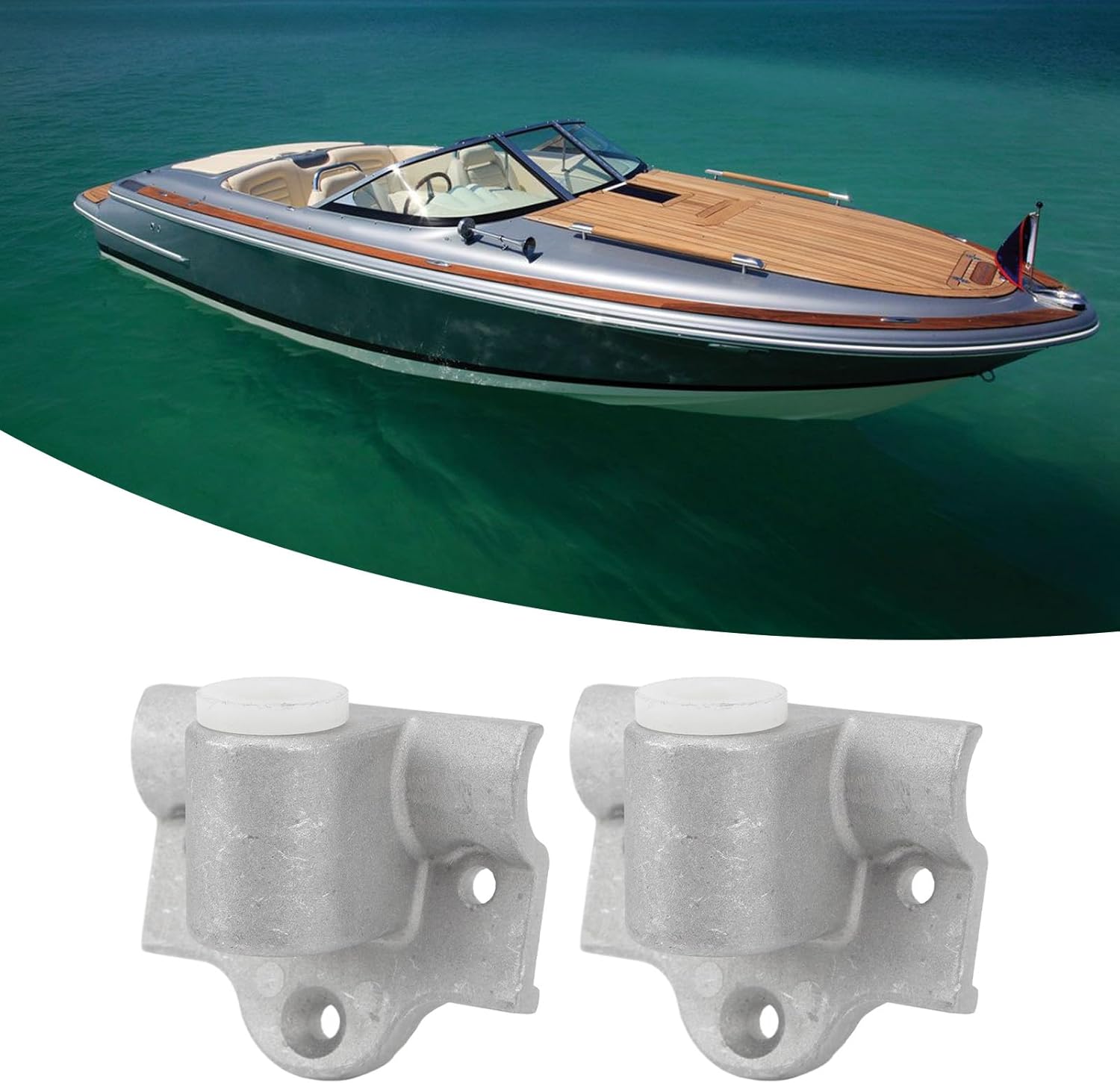 Boat Aluminum Oar Lock Socket, 14MM Marine Grade Round Gunwale Mount, Jon Rowboat Replacement Hardware, 2 Pack