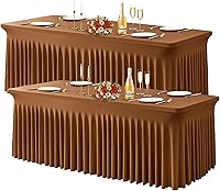 Vista 12 de Wish Care Paquete de 2 manteles de elastano elástico azul bebé para mesas rectangulares de 4 pies, manteles ajustables sin arrugas de 4 pies