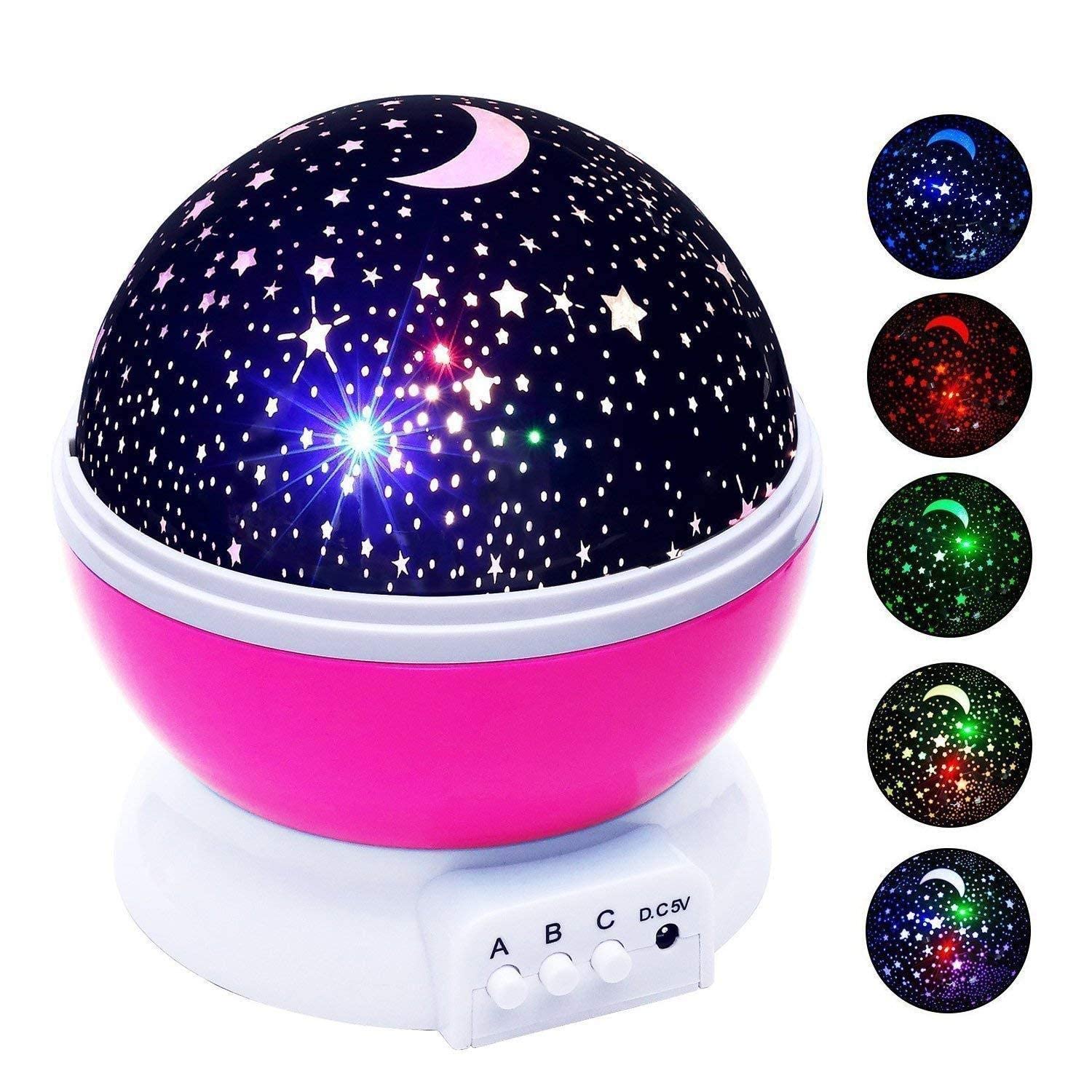 VIO Sun and Star Lighting Lamp, LED Bead 360° Romantic Room Rotating Star Projector, Glow-in the- Dark Nightlight, Star, Moon, Sky, Night Projector Kids Bedroom Lamp, Birthday Gifts for Kids (PINK)