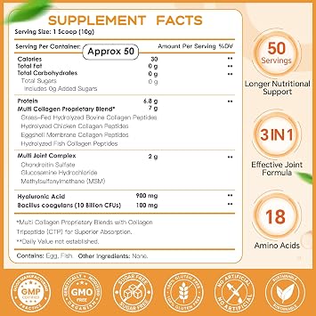 NATURE TARGET Multi Collagen Peptides Powder for Women Men, 50 Servings
